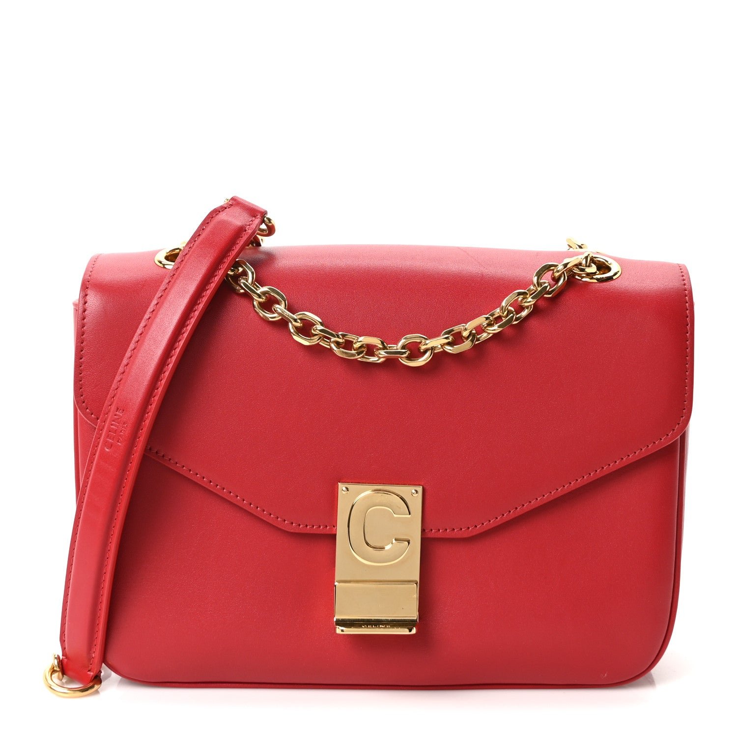 Celine Shiny Calfskin Medium C Bag Red