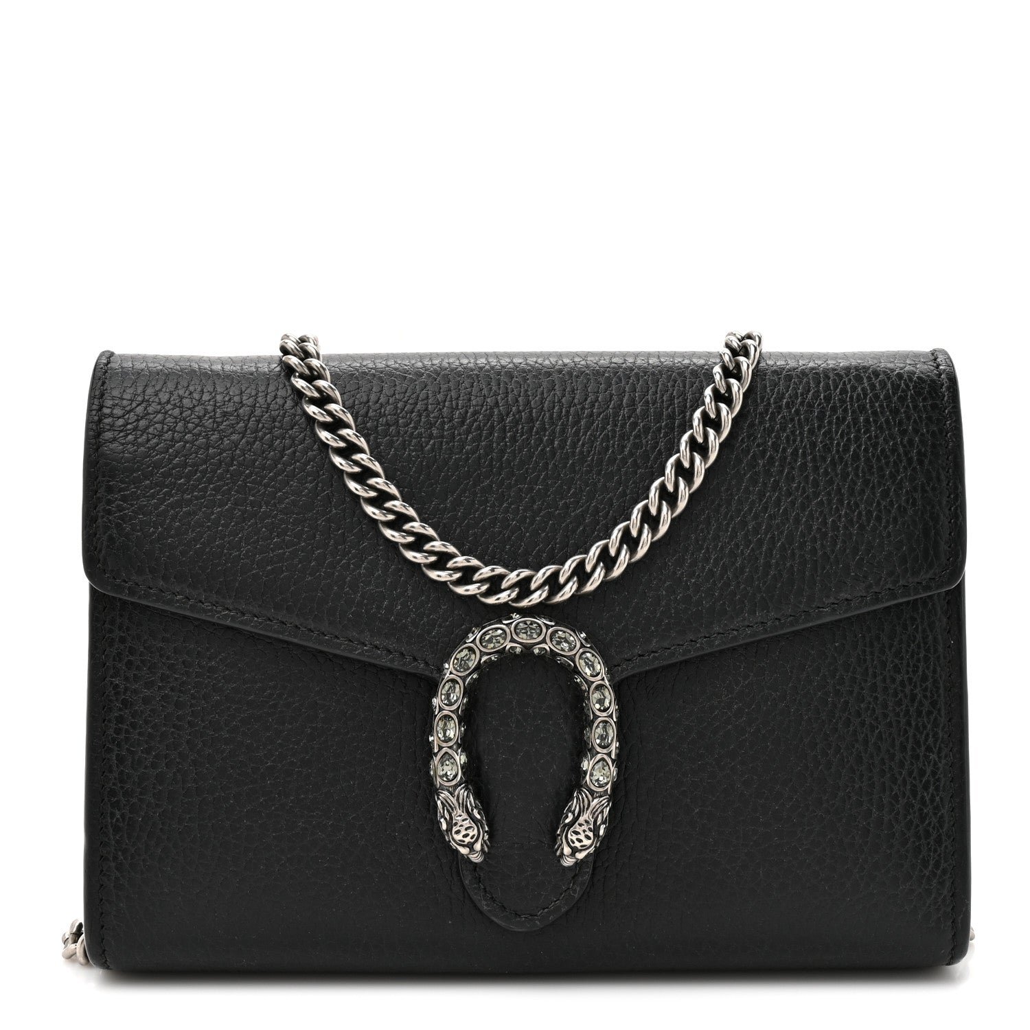 Gucci Calfskin Mini Dionysus Chain Wallet Black