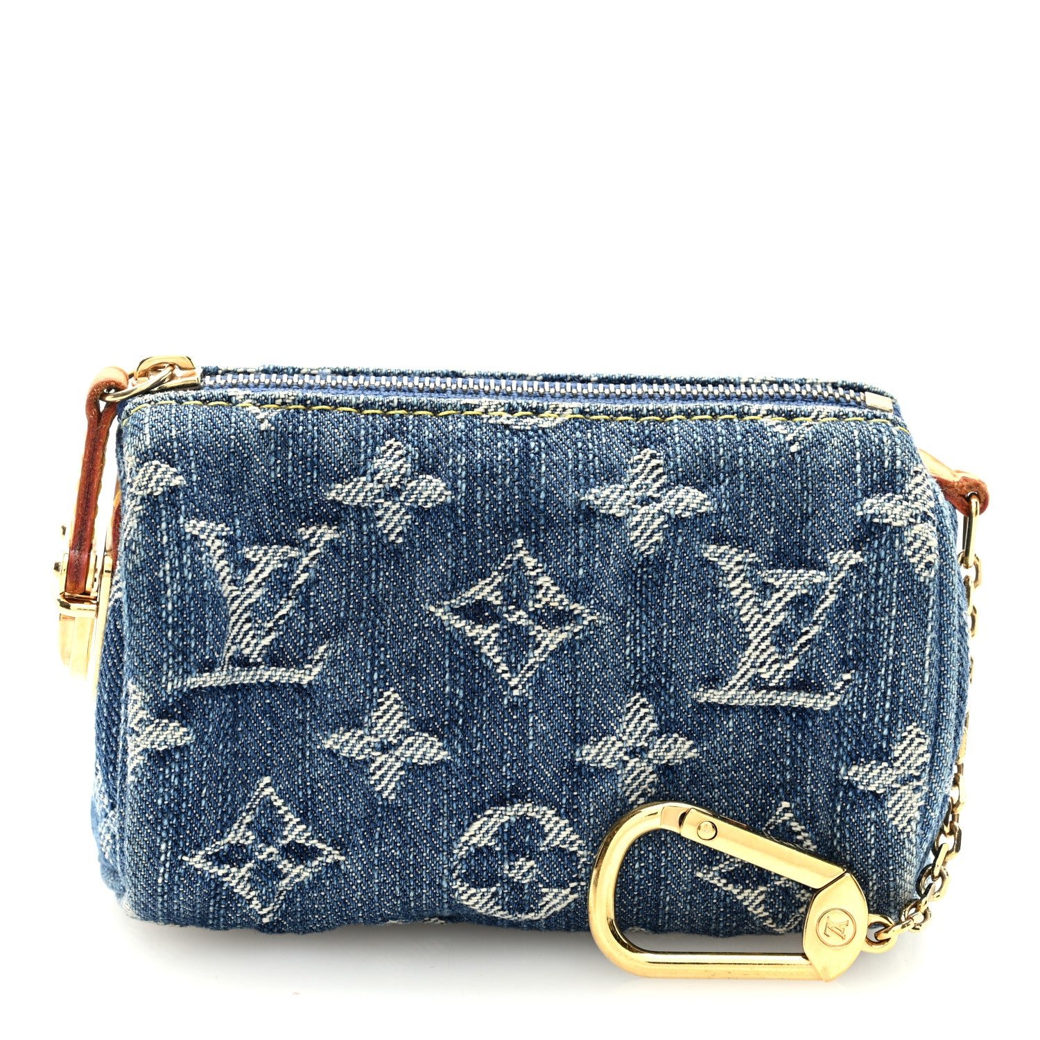 Louis Vuitton Monogram Denim Pochette Speedy PM Key Holder Blue