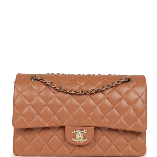 Chanel Medium Classic Double Flap Bag Brown Lambskin Light Gold Hardware