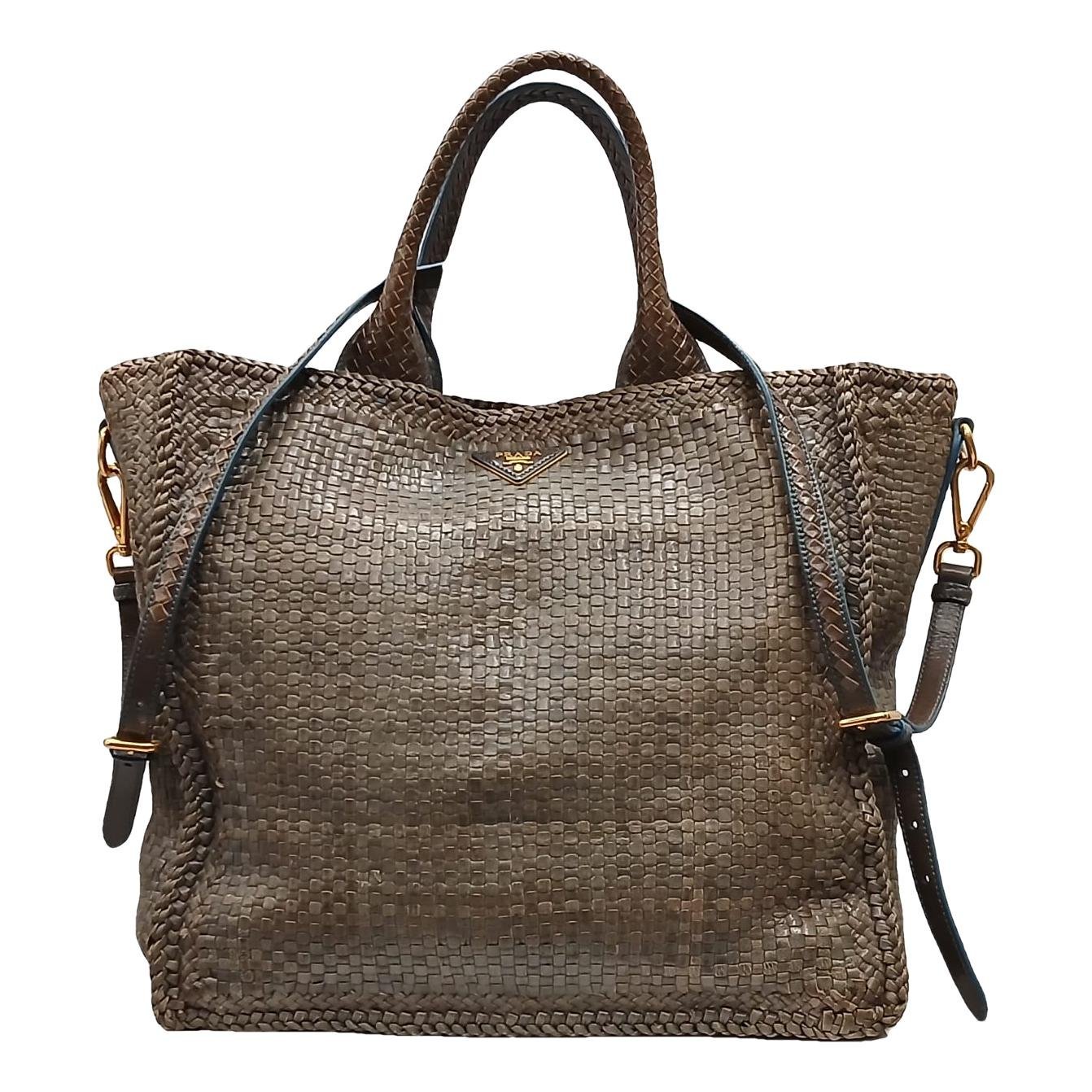 Madras leather tote