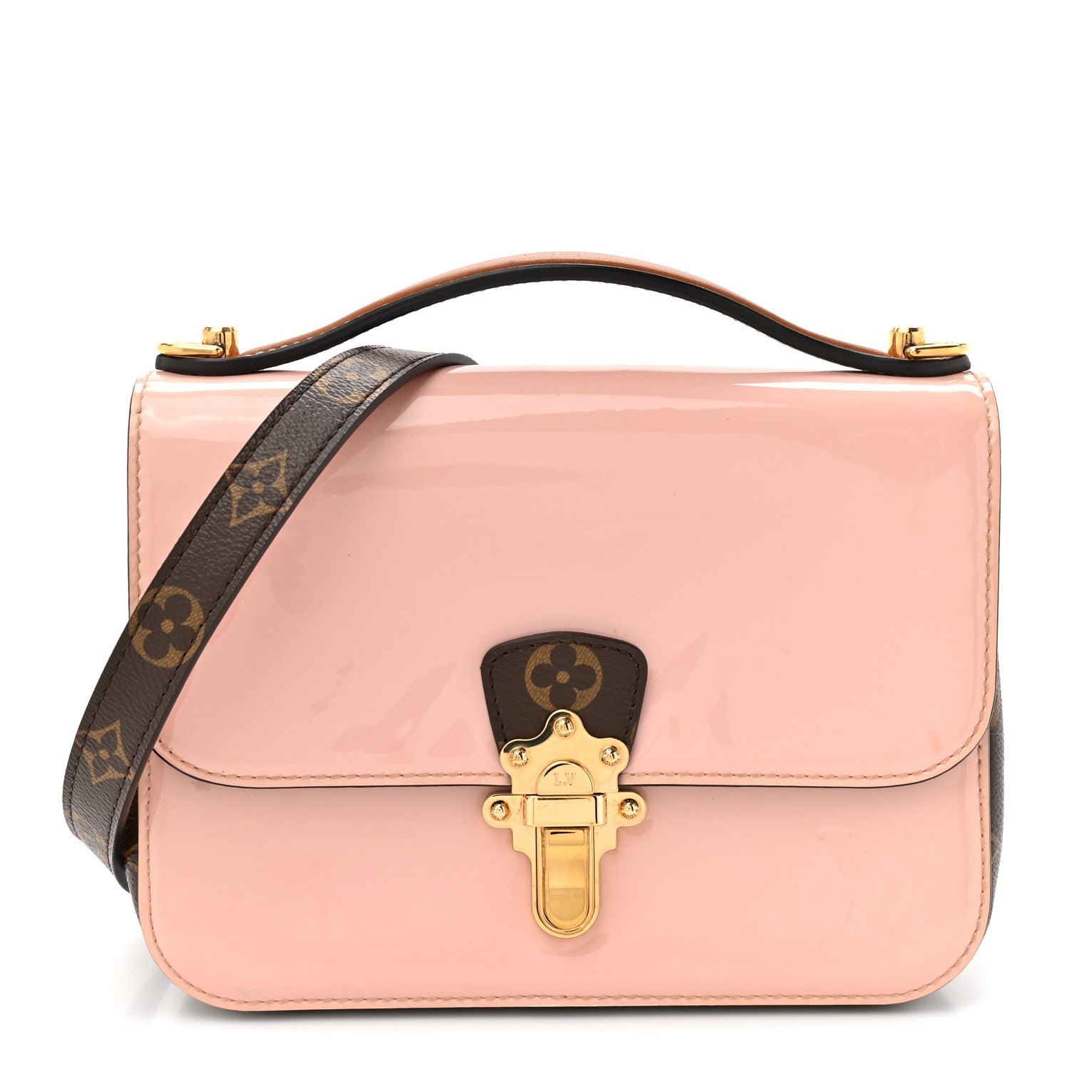 Louis Vuitton Patent Calfskin Monogram Cherrywood BB Rose Ballerine