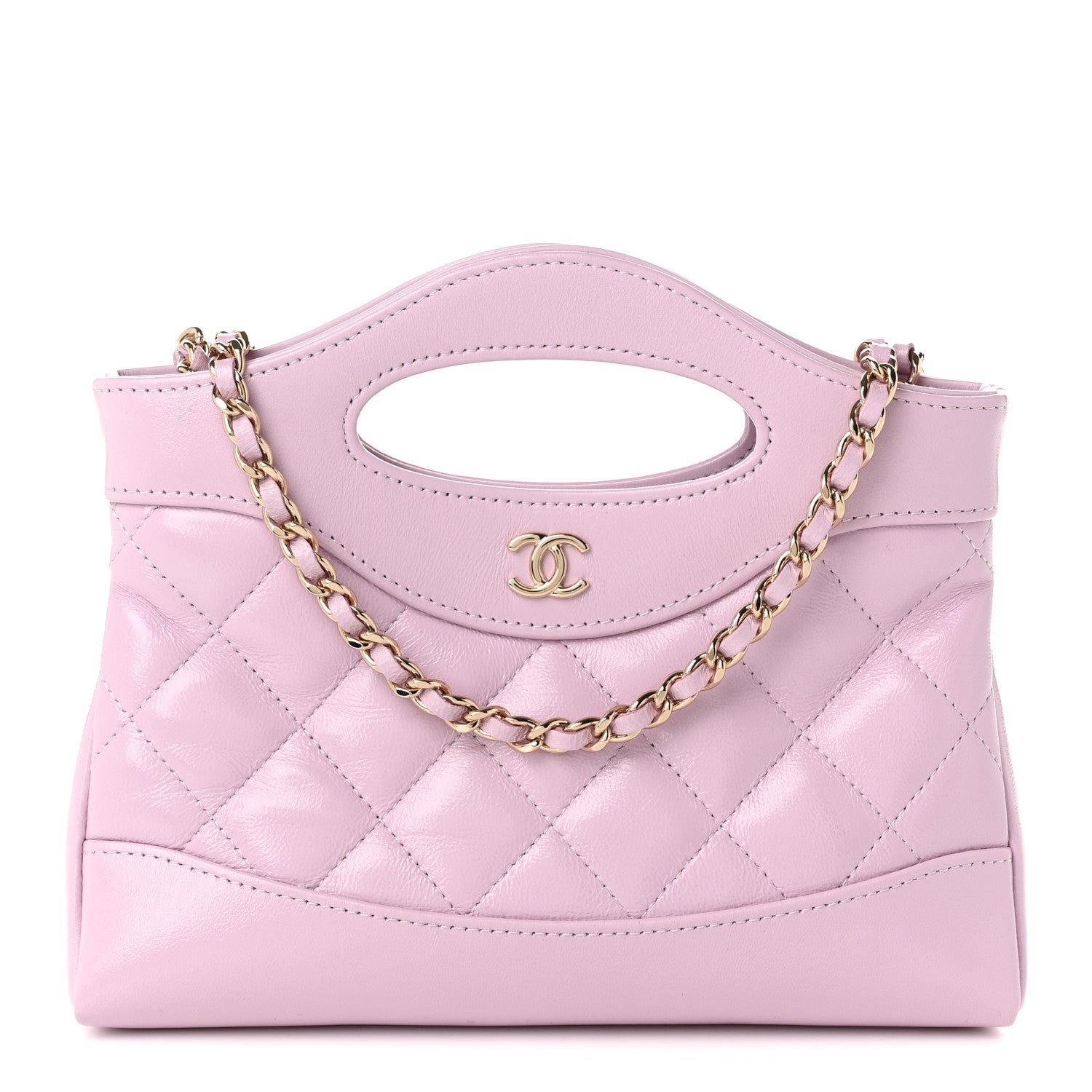 Chanel Shiny Lambskin Quilted Nano 31 Shopping Bag Lilac