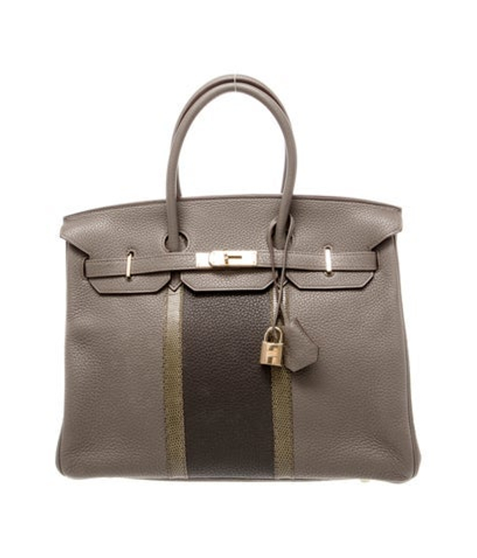 Hermes Lizard Trimmed Clemence Club Birkin 35