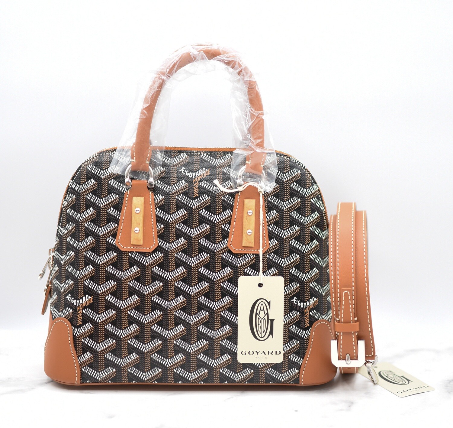 Goyard Goyard Mini Vendome in Tan and Black, with Leather Strap, New with Box GA001