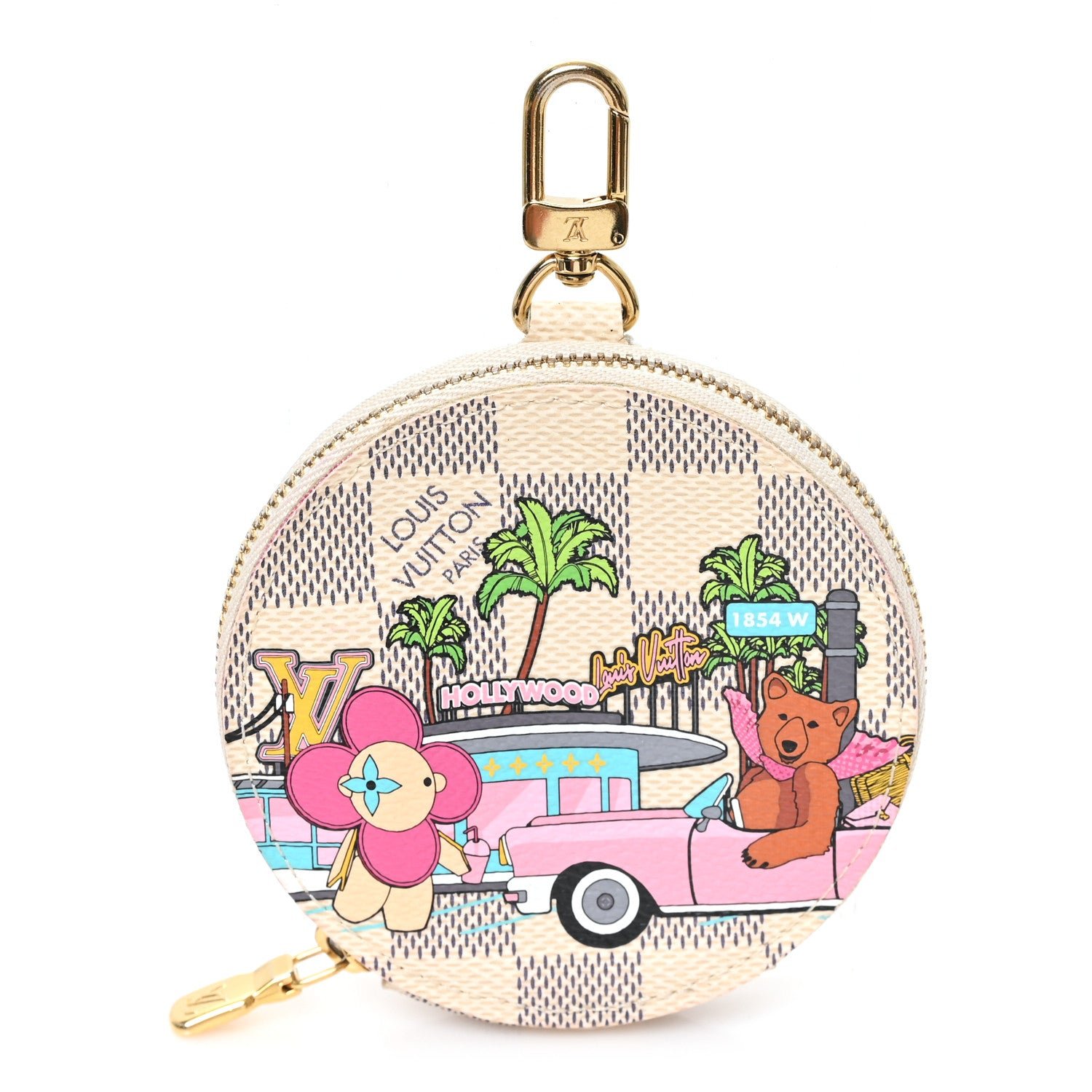 Louis Vuitton Damier Azur 2021 Christmas Animation Hollywood Bag Charm Fuchsia