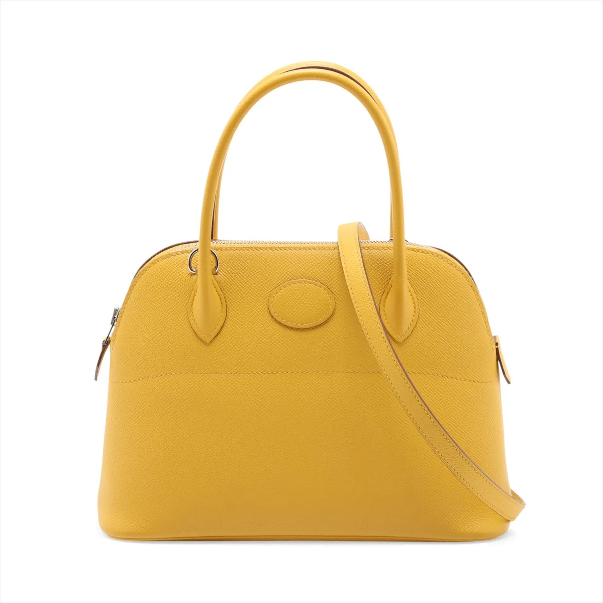 Hermès Bolide 27 Veau Epsom Jaune ambre Silver Metal Fittings