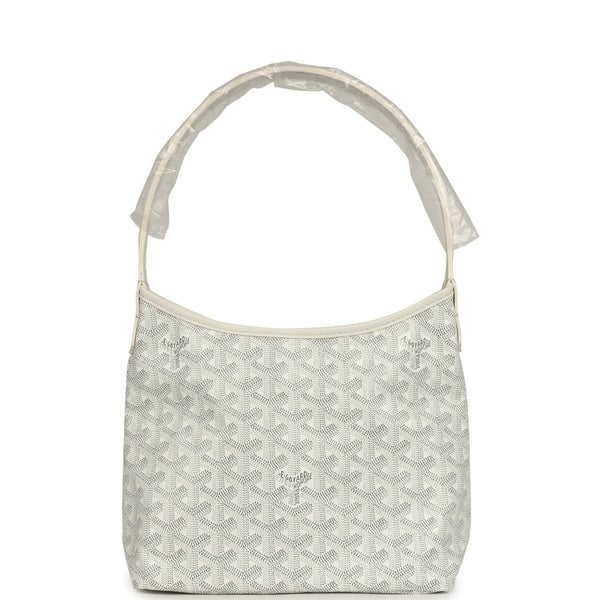 Goyard Goyard Goyardine White Boheme Mini Hobo Bag Palladium Hardware