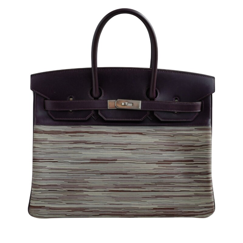 Hermes Limited Edition Raisin Box Calf and Vibrato Birkin 35 Palladium Hardware, 2006