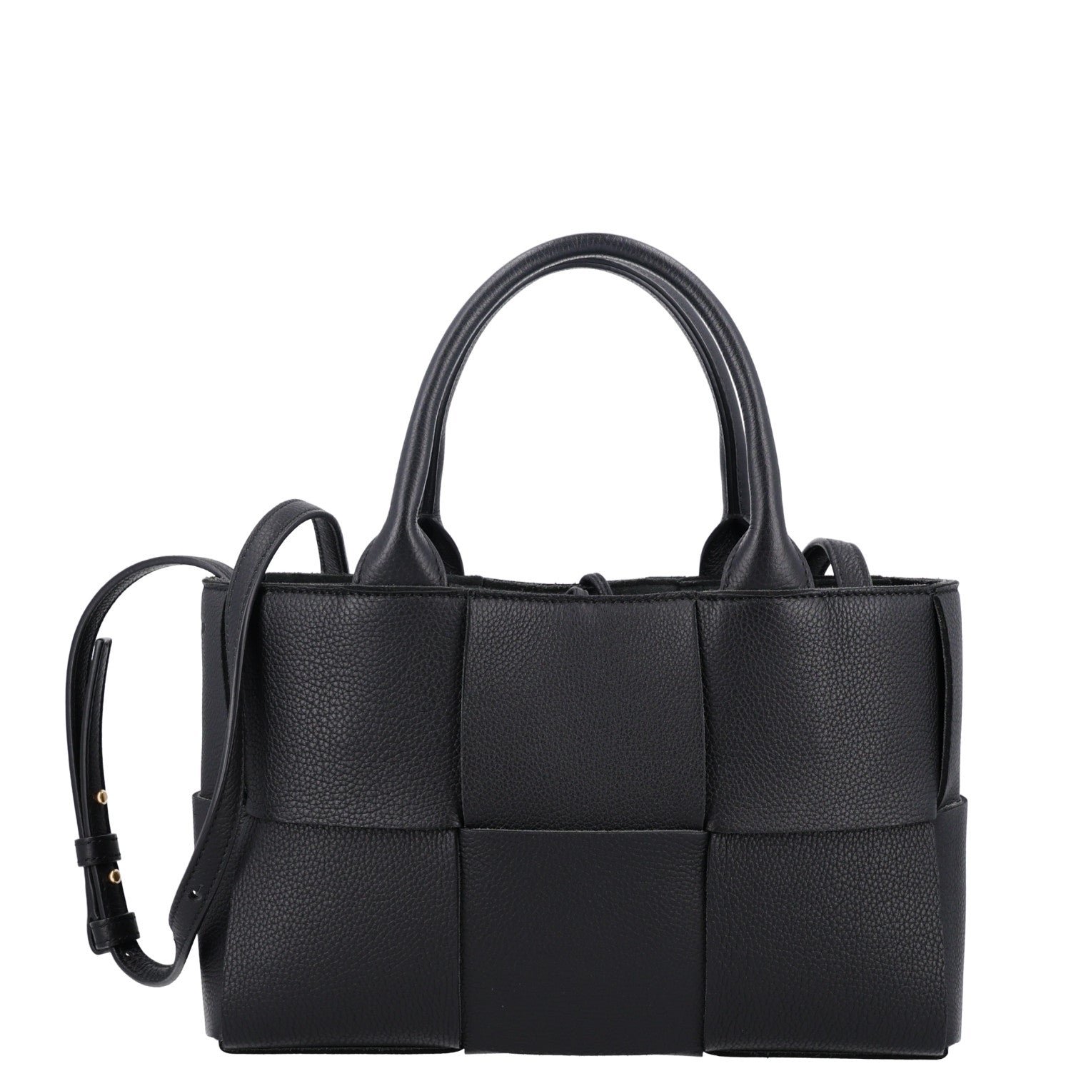 Bottega Veneta Grained Calfskin Intrecciato Mini Arco Tote Black