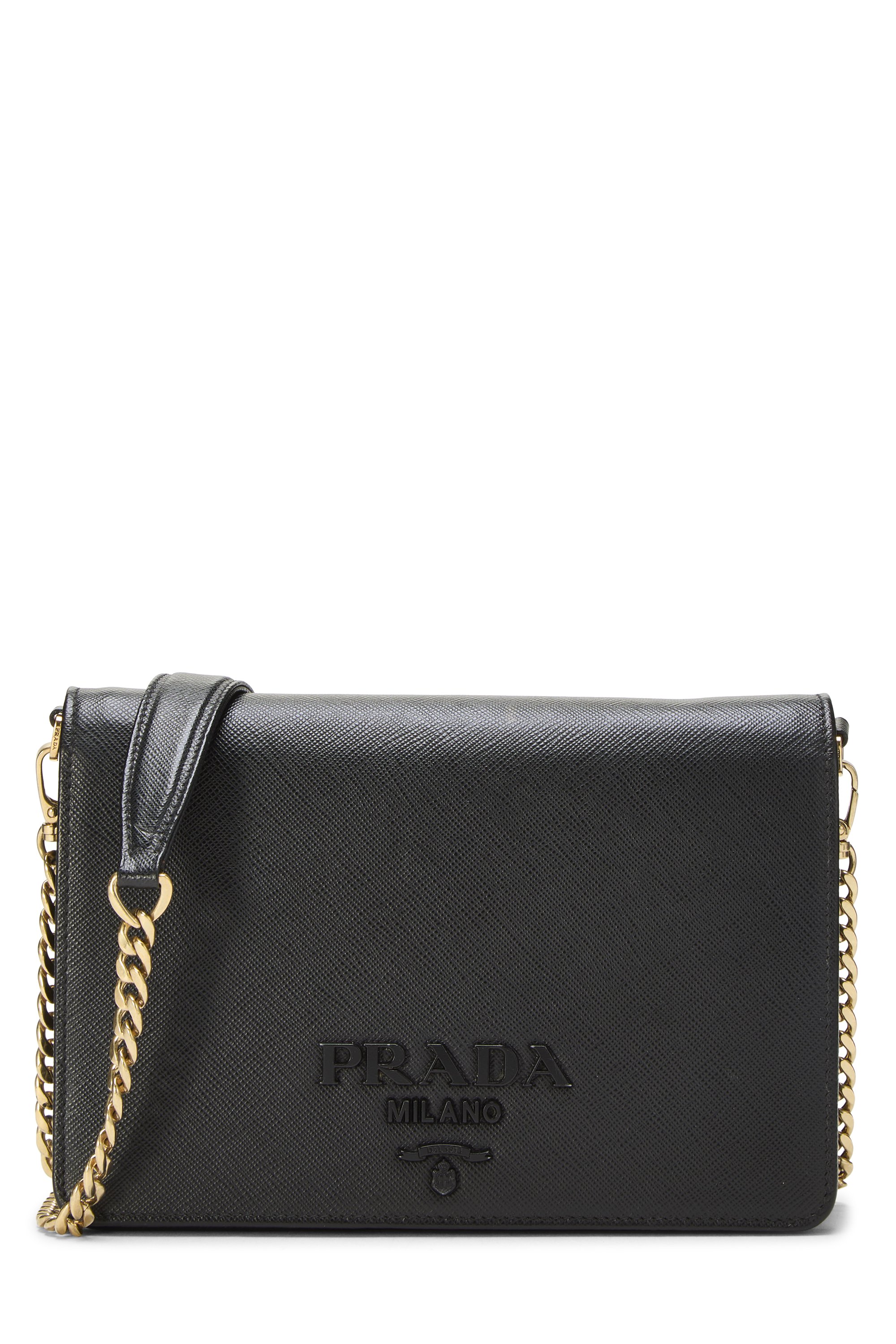 Black Saffiano Leather Monochrome Wallet On Chain (WOC)