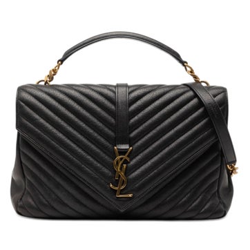 Lambskin Large Chevron Sheepskin Monogram College Satchel