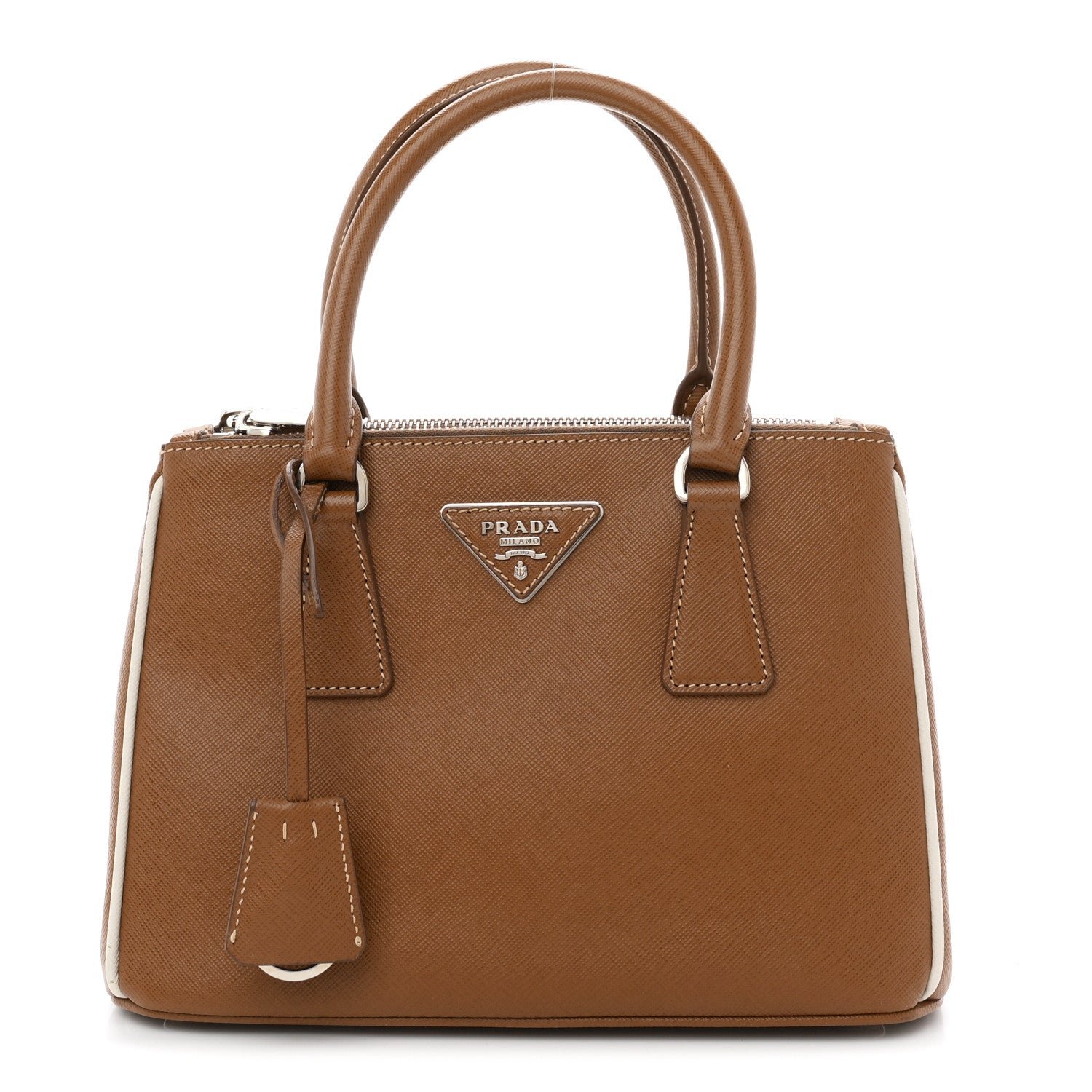 Prada Prada Saffiano Lux Small Galleria Double Zip Tote Cannella Talco