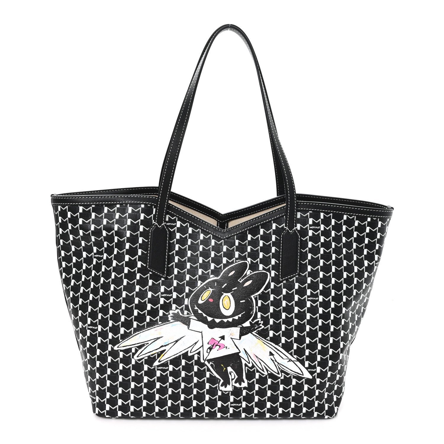 Moynat Moynat X KASING LUNG Calfskin Canvas M Labubu Tote MM Black