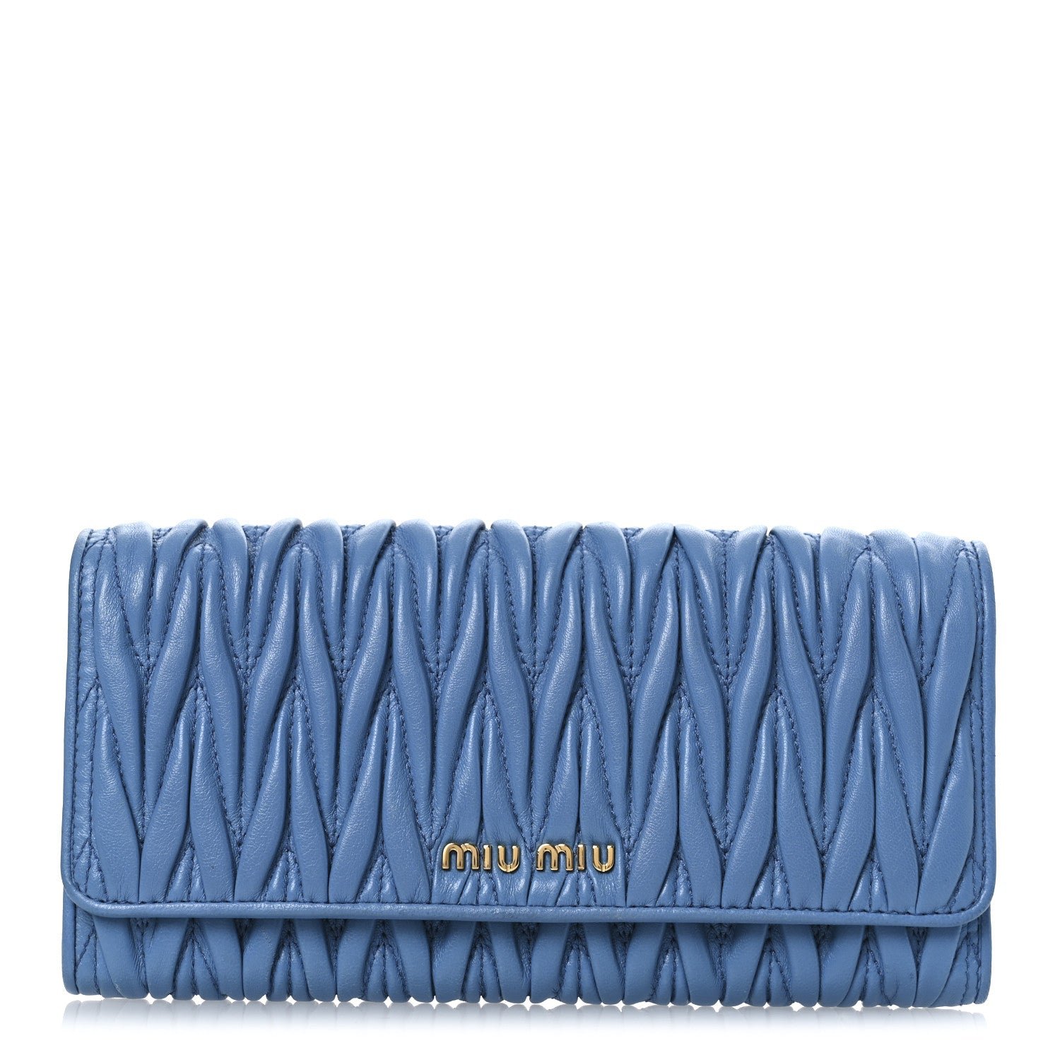 Miu Miu Nappa Matelasse Flap Wallet Laguna