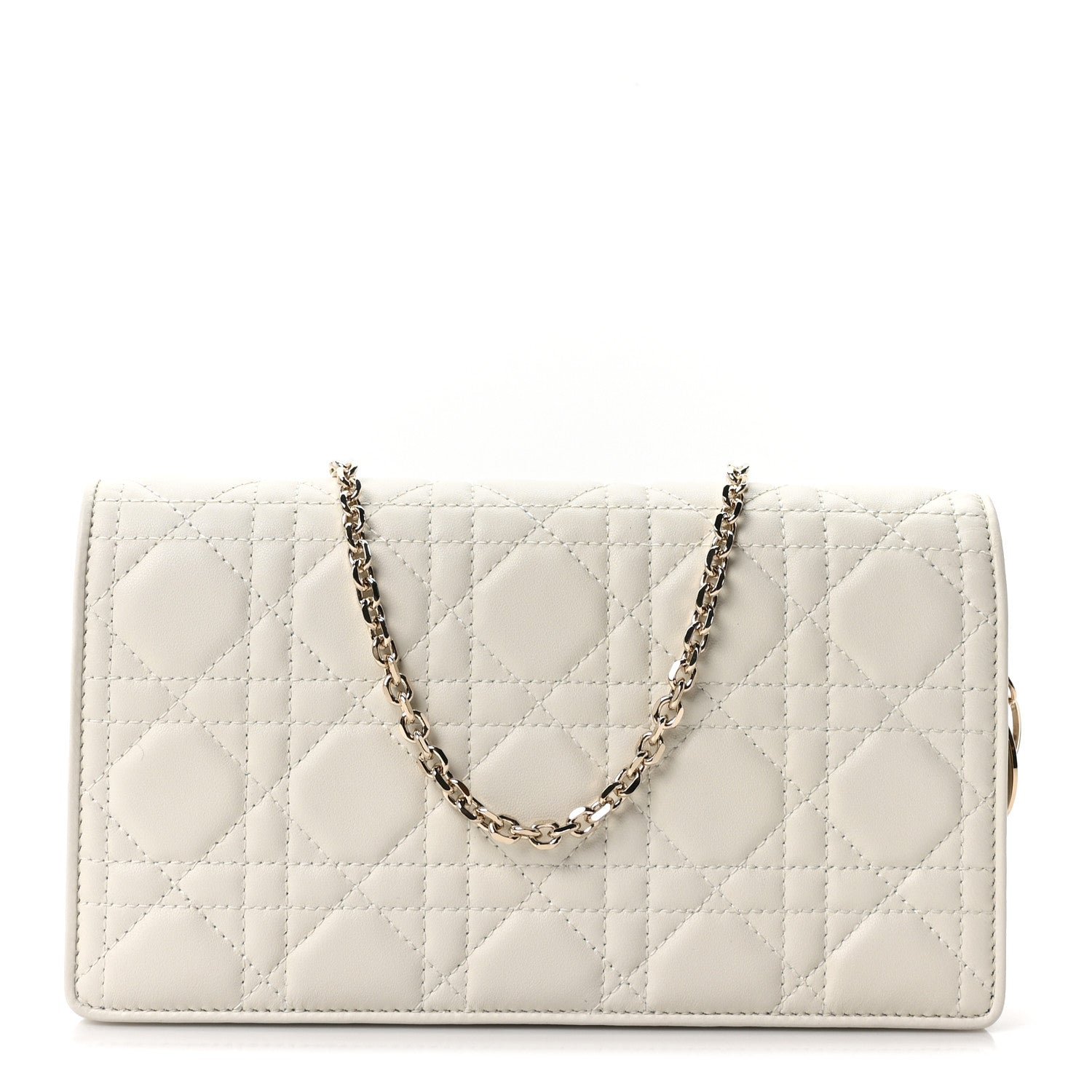 Christian Dior Lambskin Cannage Lady Dior Pouch Latte