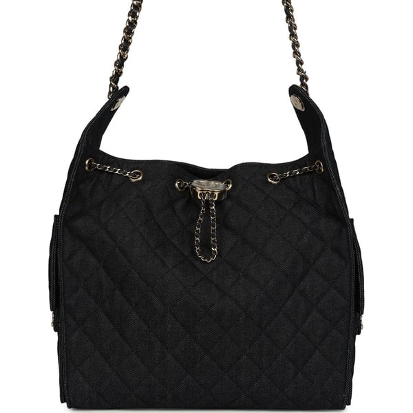 Chanel Medium 25 Hobo Bag Dark Denim Light Gold Hardware
