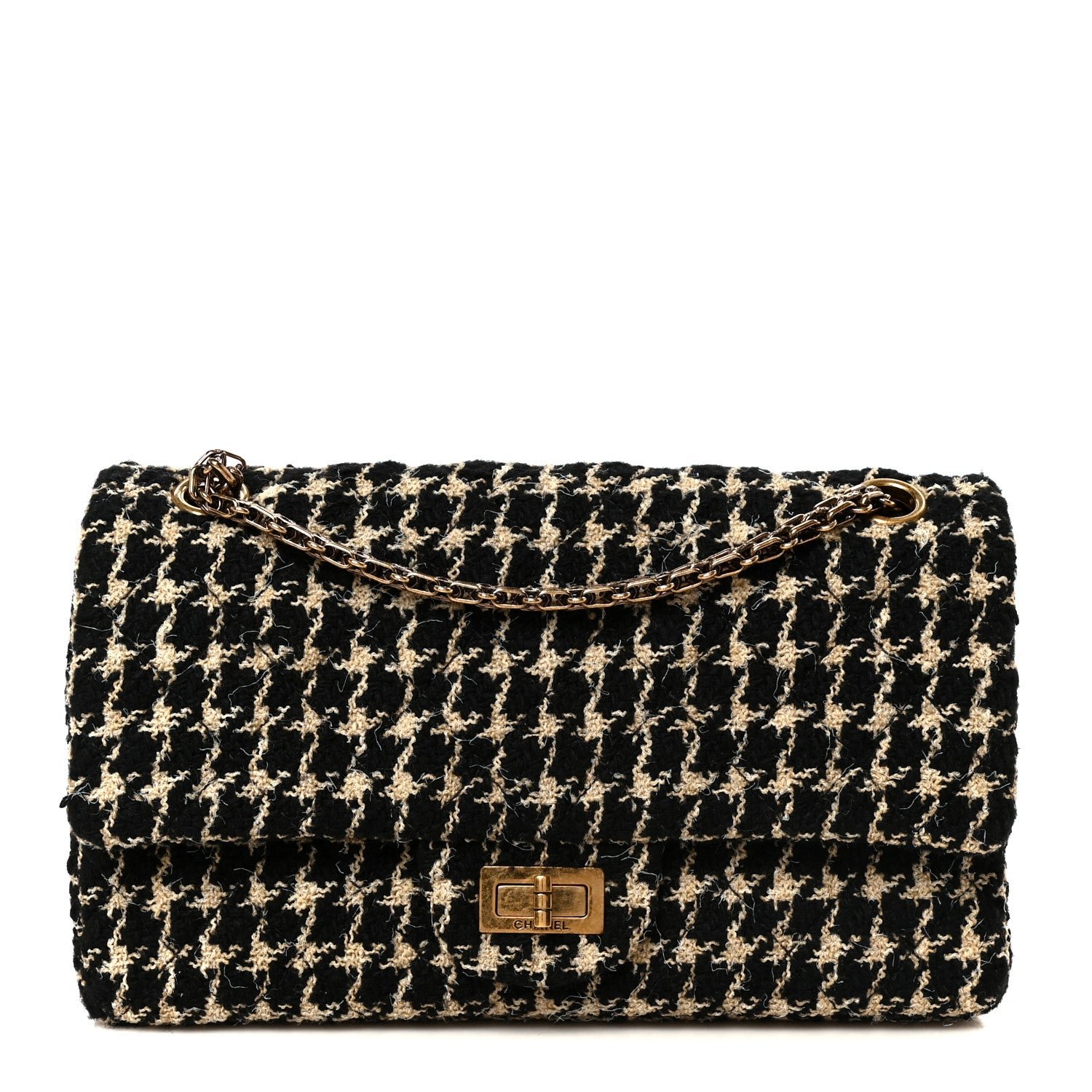 Chanel Fantasy Tweed 2.55 Reissue 225 Flap Black White