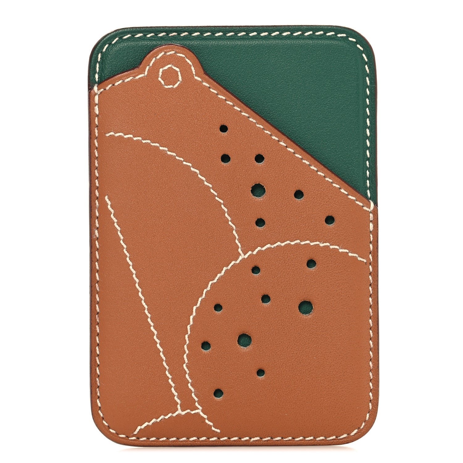 Hermes Swift Stitched Frog MagSafe Card Holder Vert Moyen Gold