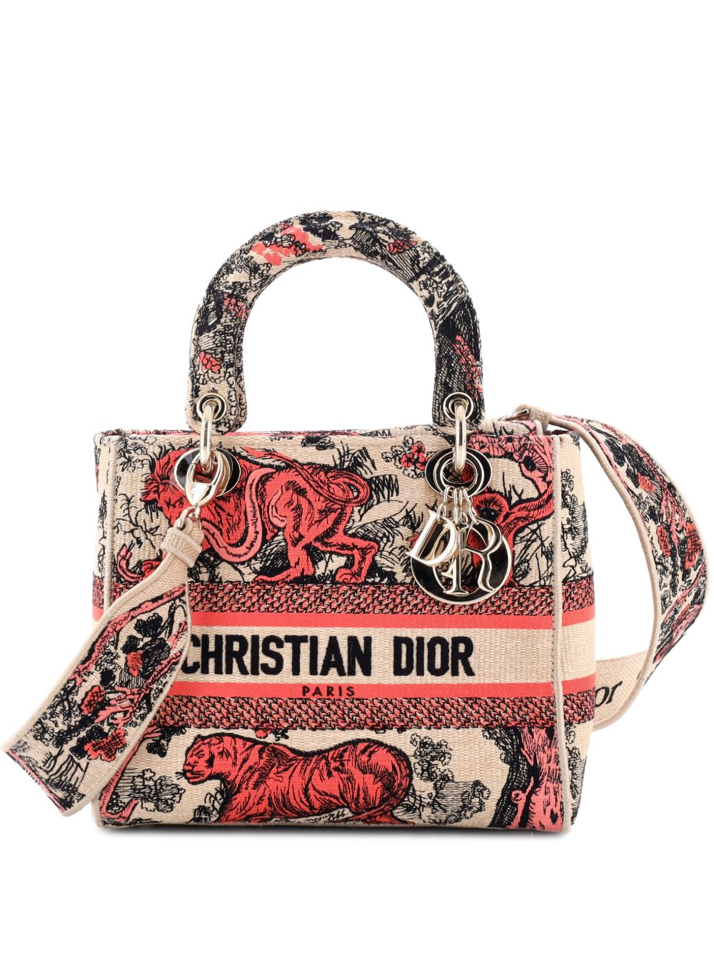 Lady D-Lite Bag Embroidered Raffia Medium satchel