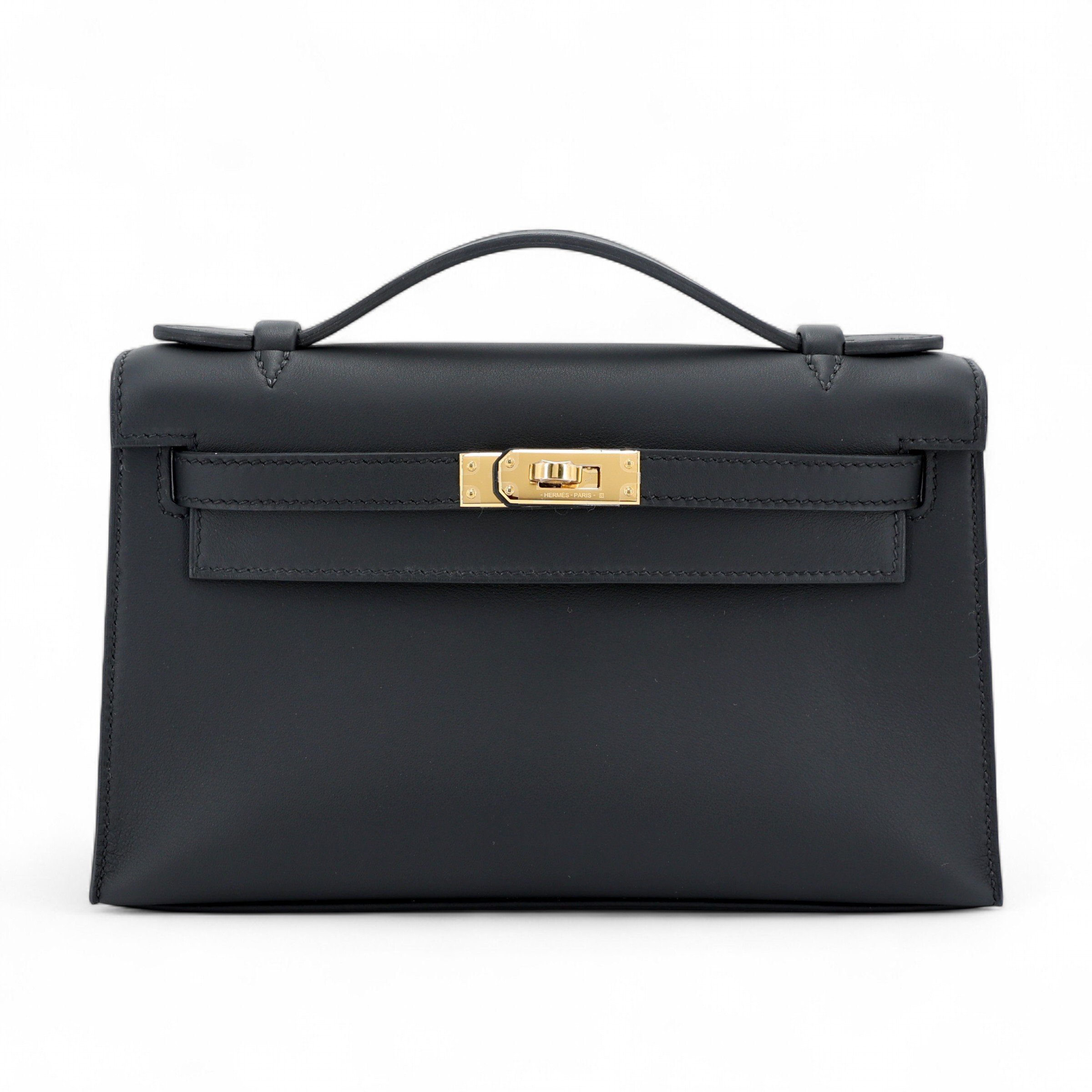 Brand New ( Rank N ) HERMÈS Kelly Pochette Noir (89) Swift Gold hardware K (2025)