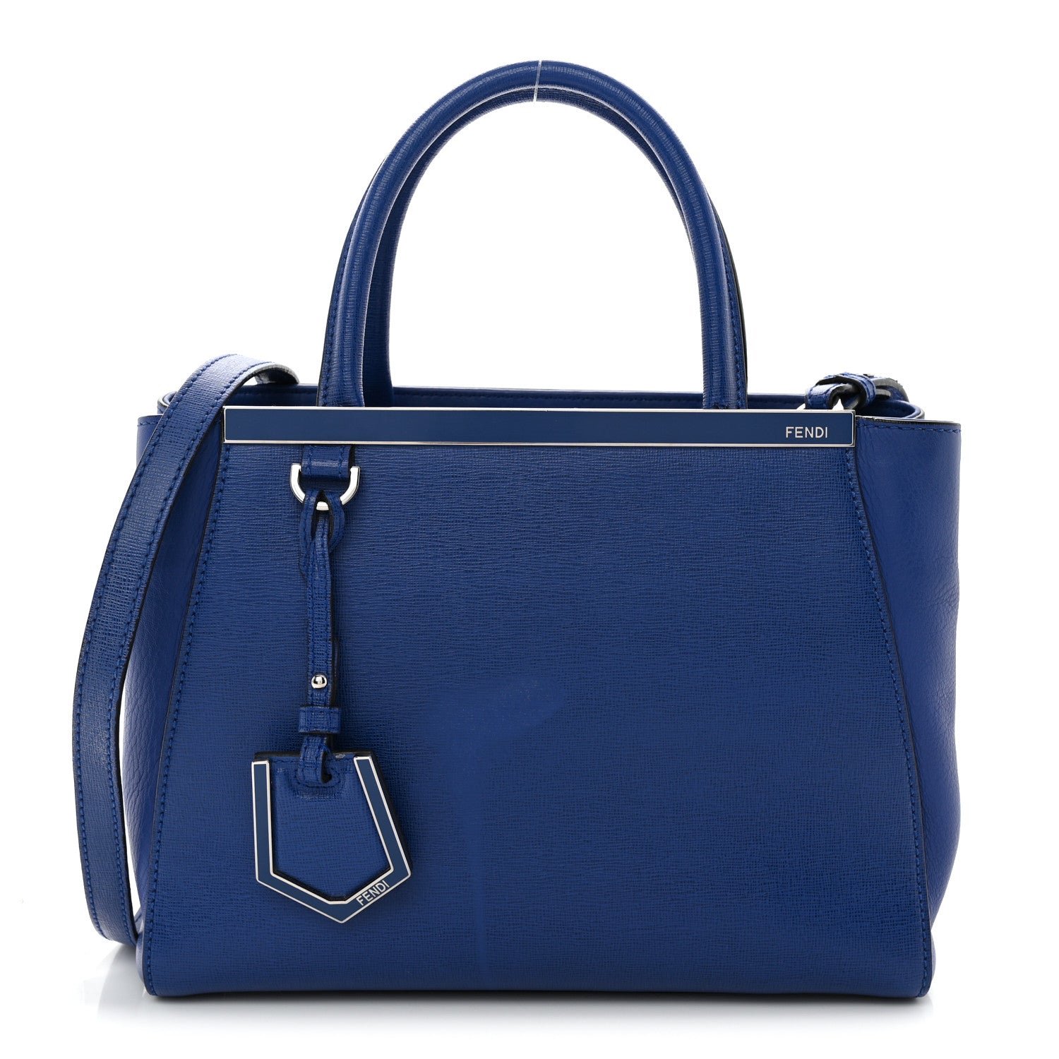 Fendi Vitello Elite Petite 2Jours Tote Blue Neon
