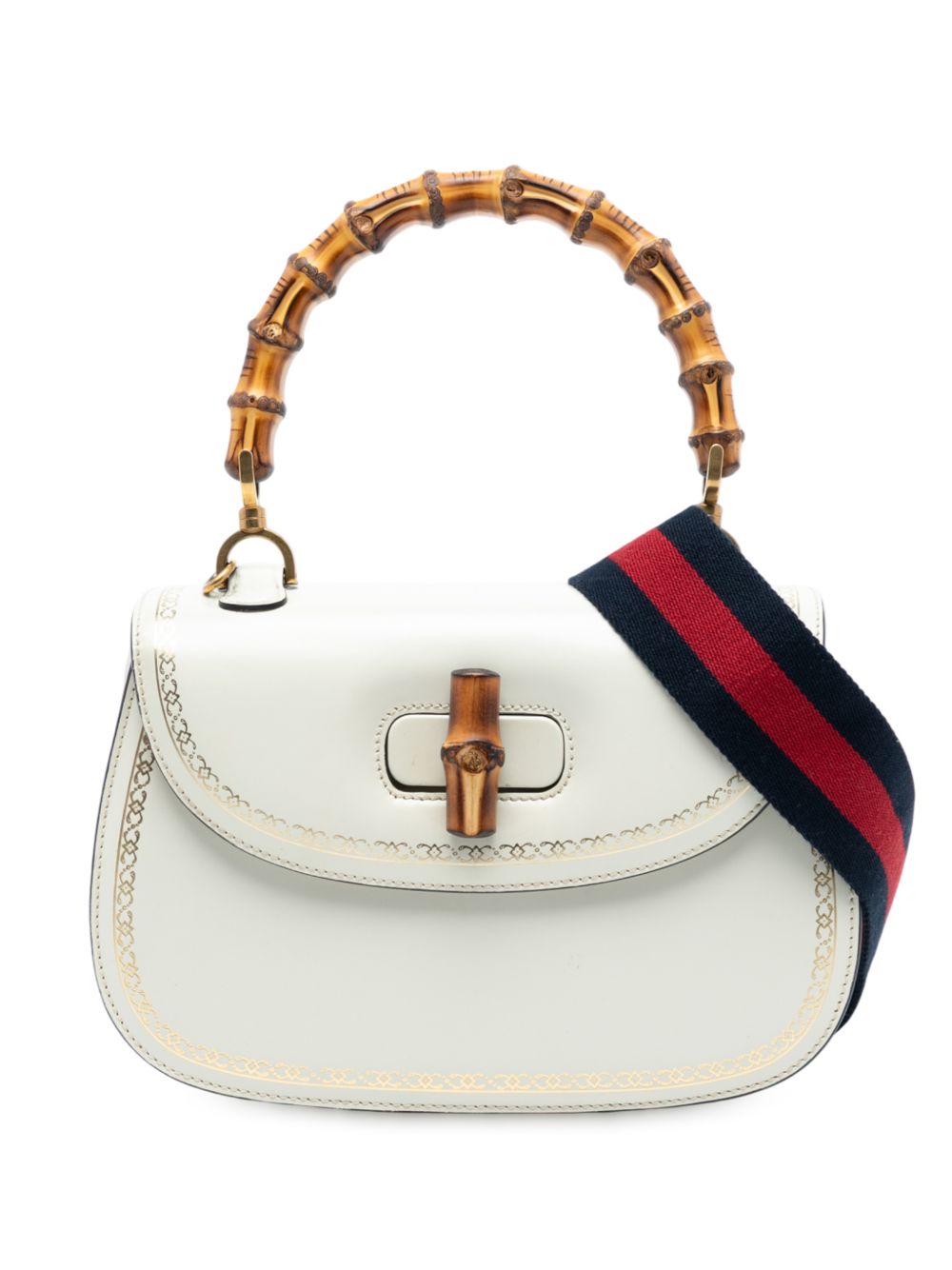 2016-2025 Calfskin Frame Print Bamboo Top Handle Bag satchel