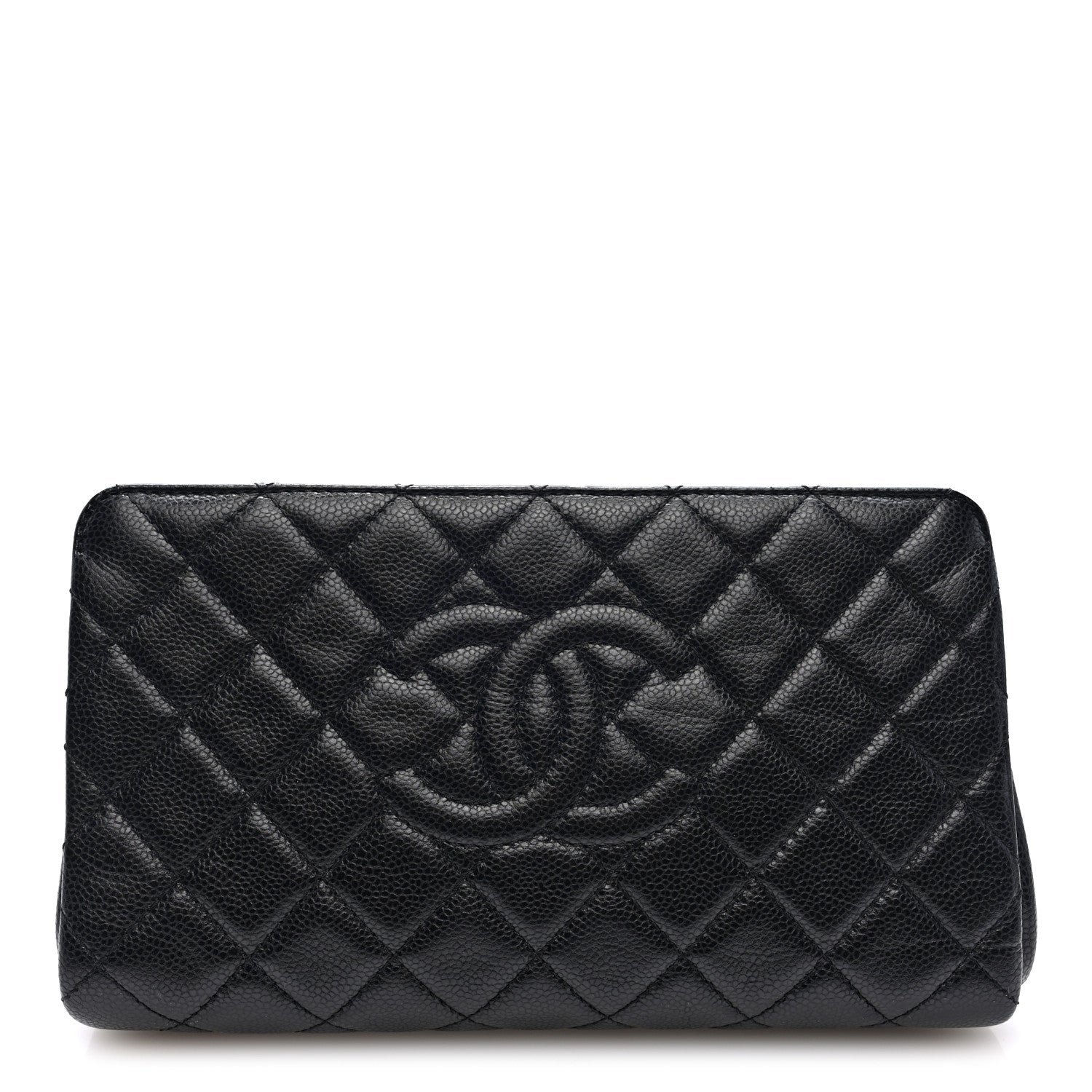 Chanel Caviar Quilted CC Clutch Pochette Black