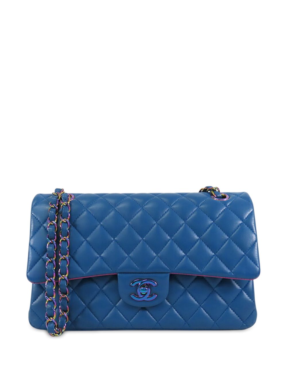 2020 Medium Classic Lambskin Rainbow Hardware Double Flap shoulder bag