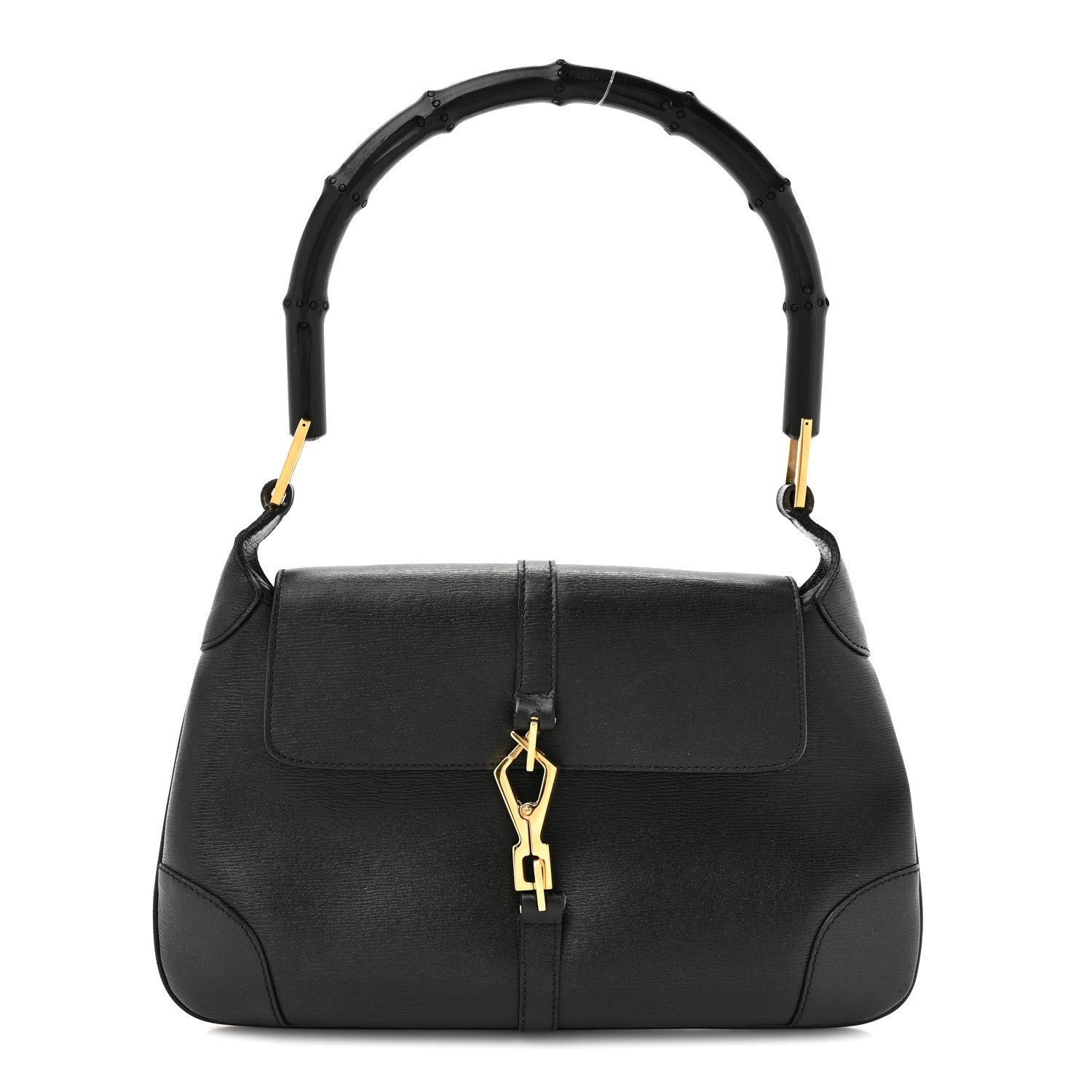Gucci Calfskin Bamboo Handle Jackie O Hobo Black