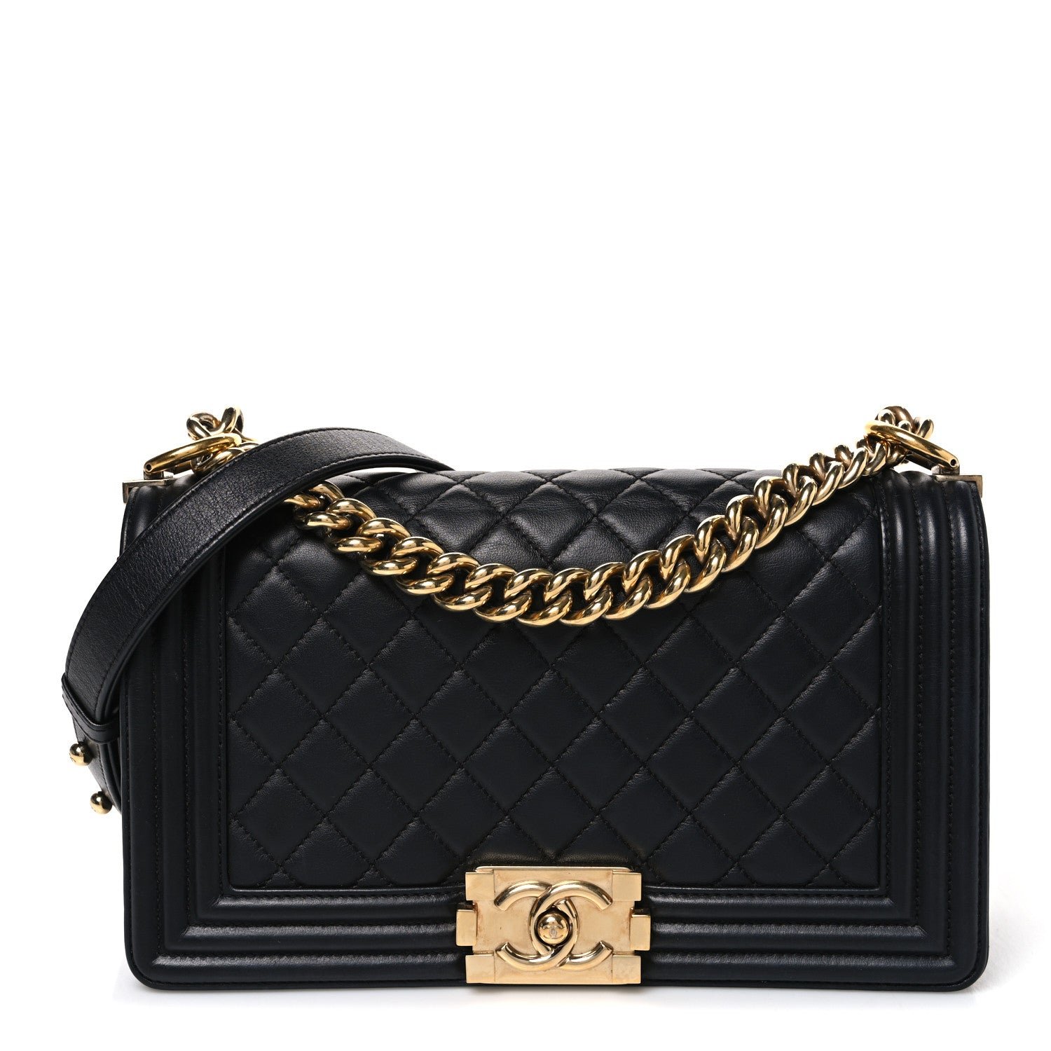 Chanel Lambskin Quilted Medium Boy Flap Black