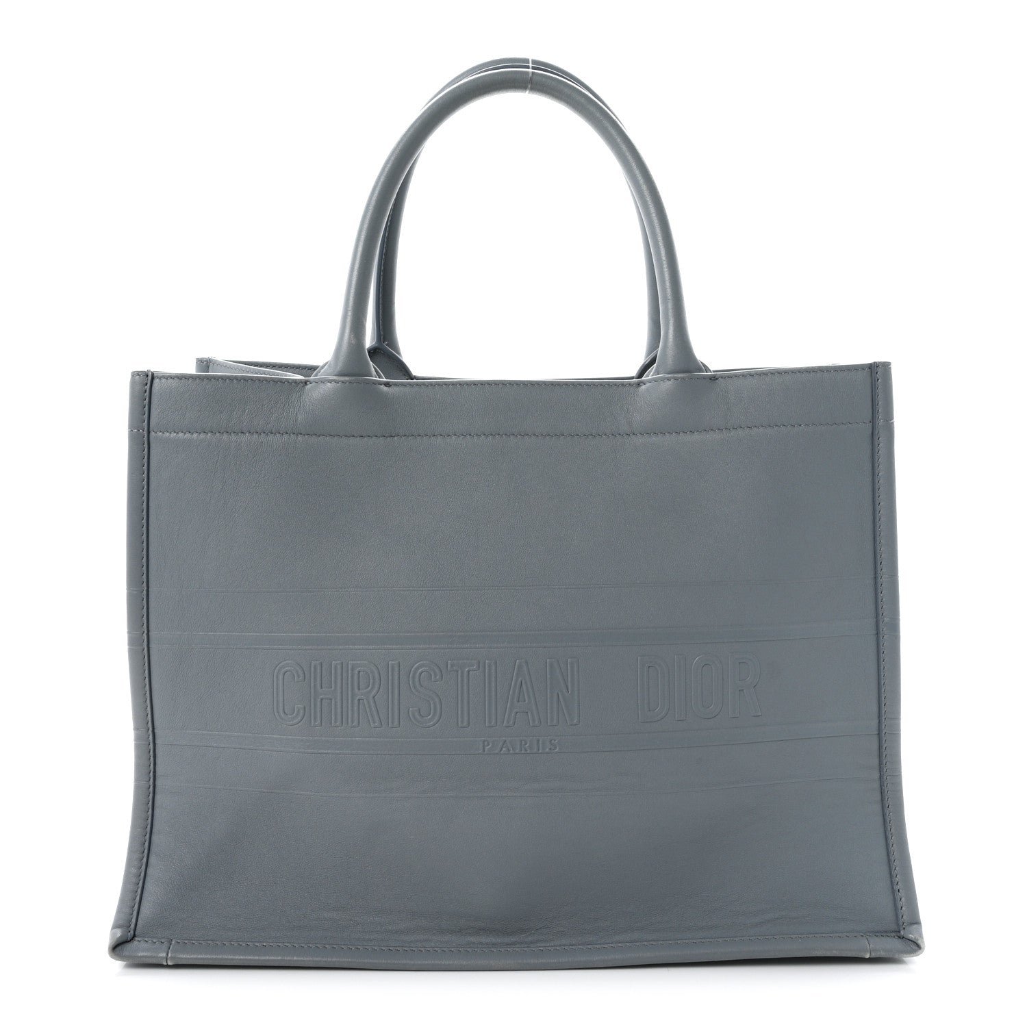 Christian Dior Calfskin Embossed Medium Book Tote Blue
