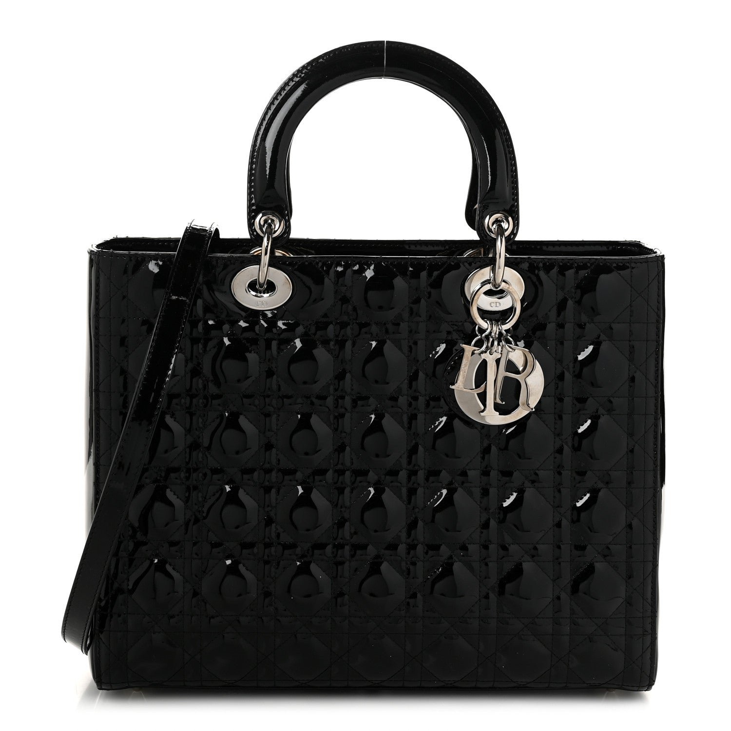 Christian Dior Patent Cannage Large Lady Dior Black
