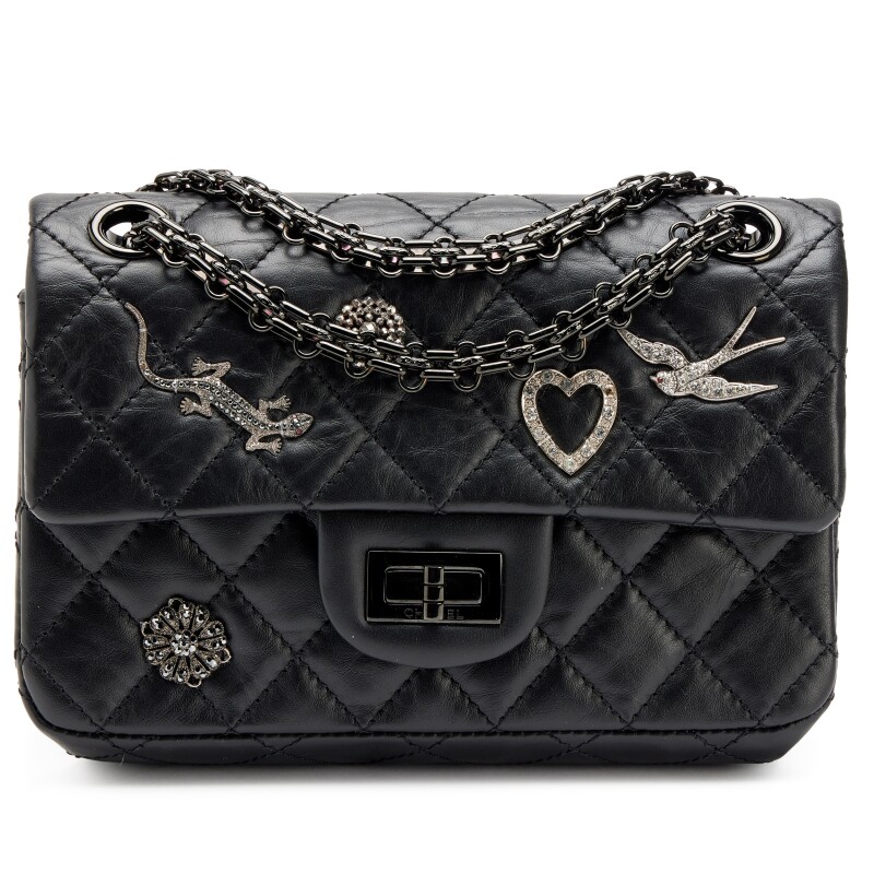 So Black Quilted Aged Calfskin Mini 2.55 Reissue Flap Bag Black Hardware, 2020s