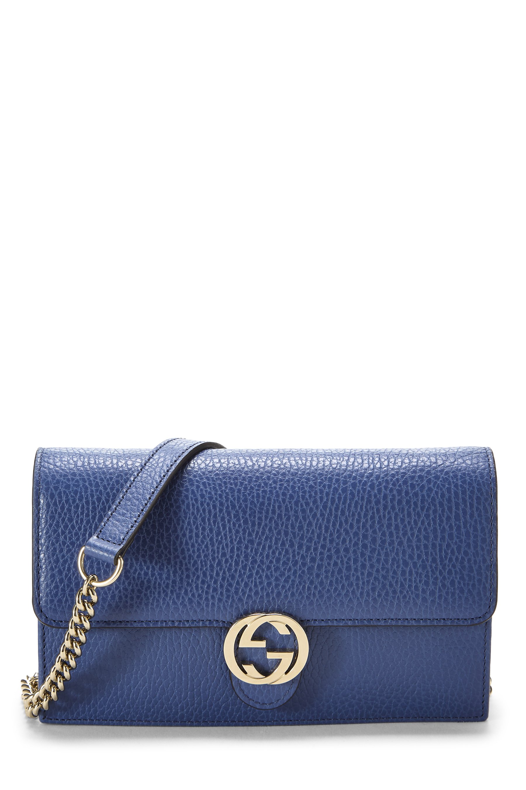 Blue Leather Interlocking Wallet On Chain (WOC) Small