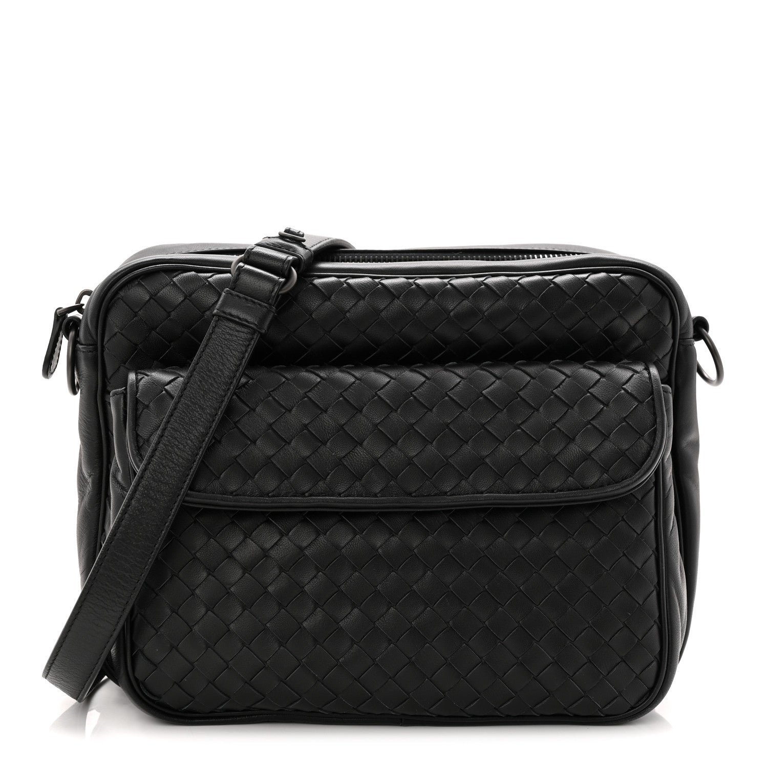 Bottega Veneta Nappa Intrecciato Messenger Bag Black