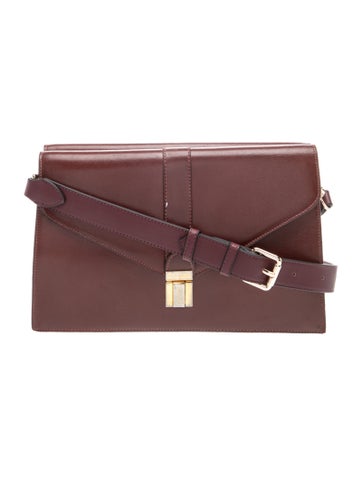 Leather Saint Laurent Bordeaux Clutch Bag Small