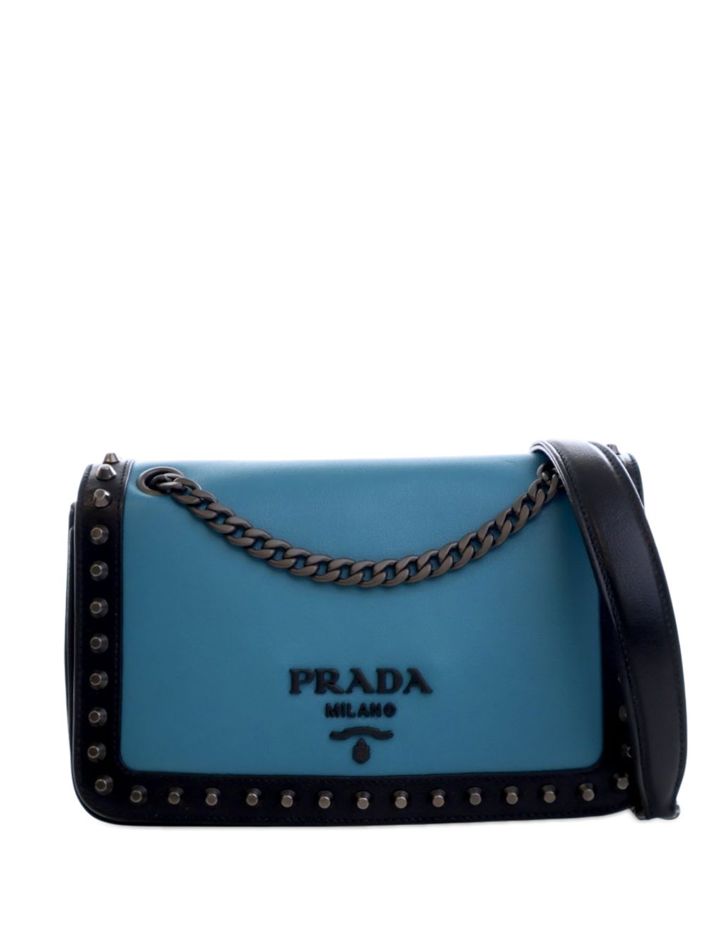 2013-2025 Bicolor Glace Calfskin Studded crossbody bag