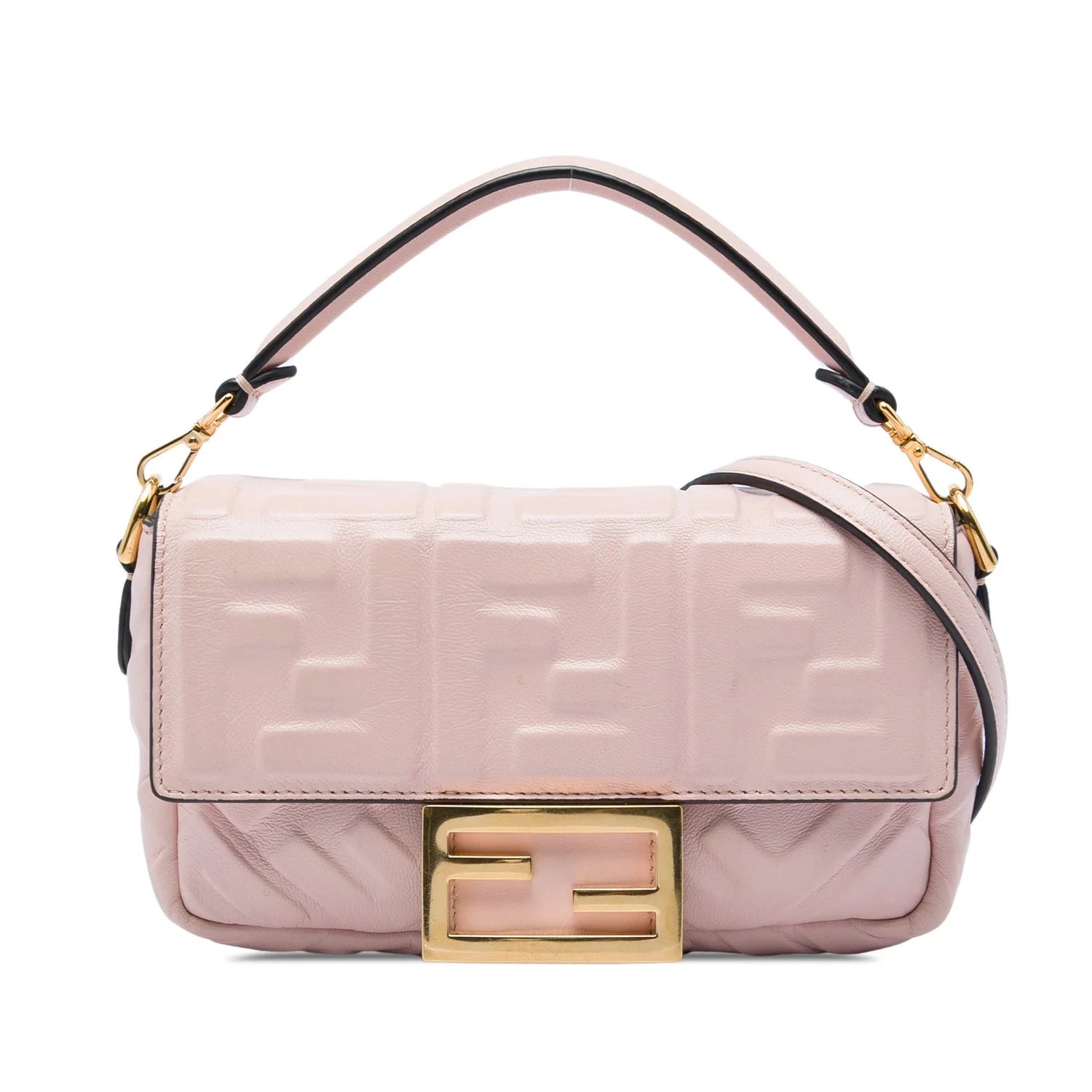 Calf Leather Mini Zucca Embossed Baguette Satchel