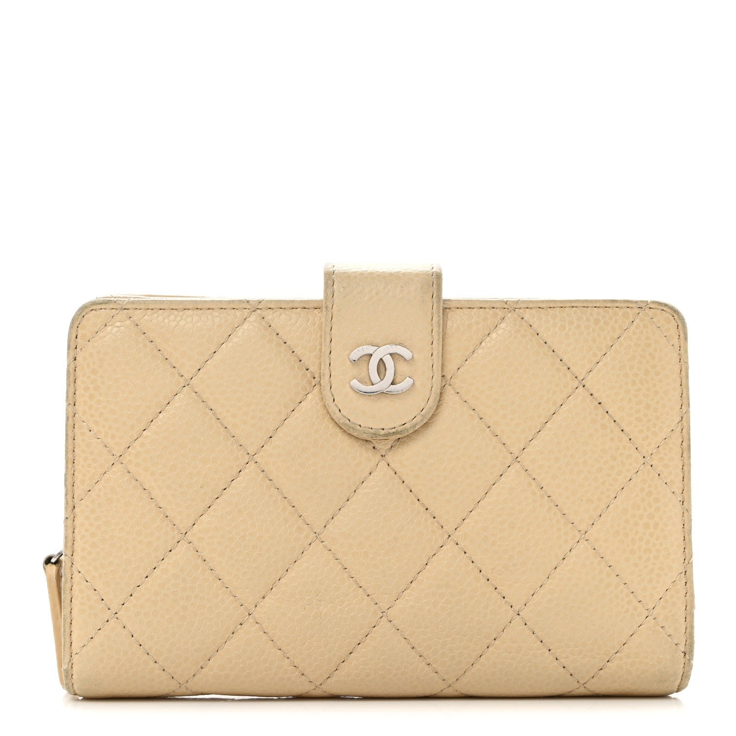 Chanel Caviar Quilted CC French Wallet Light Beige