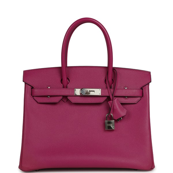 Hermes Pre-owned Hermes Birkin 30 Rose Pourpre Epsom Palladium Hardware