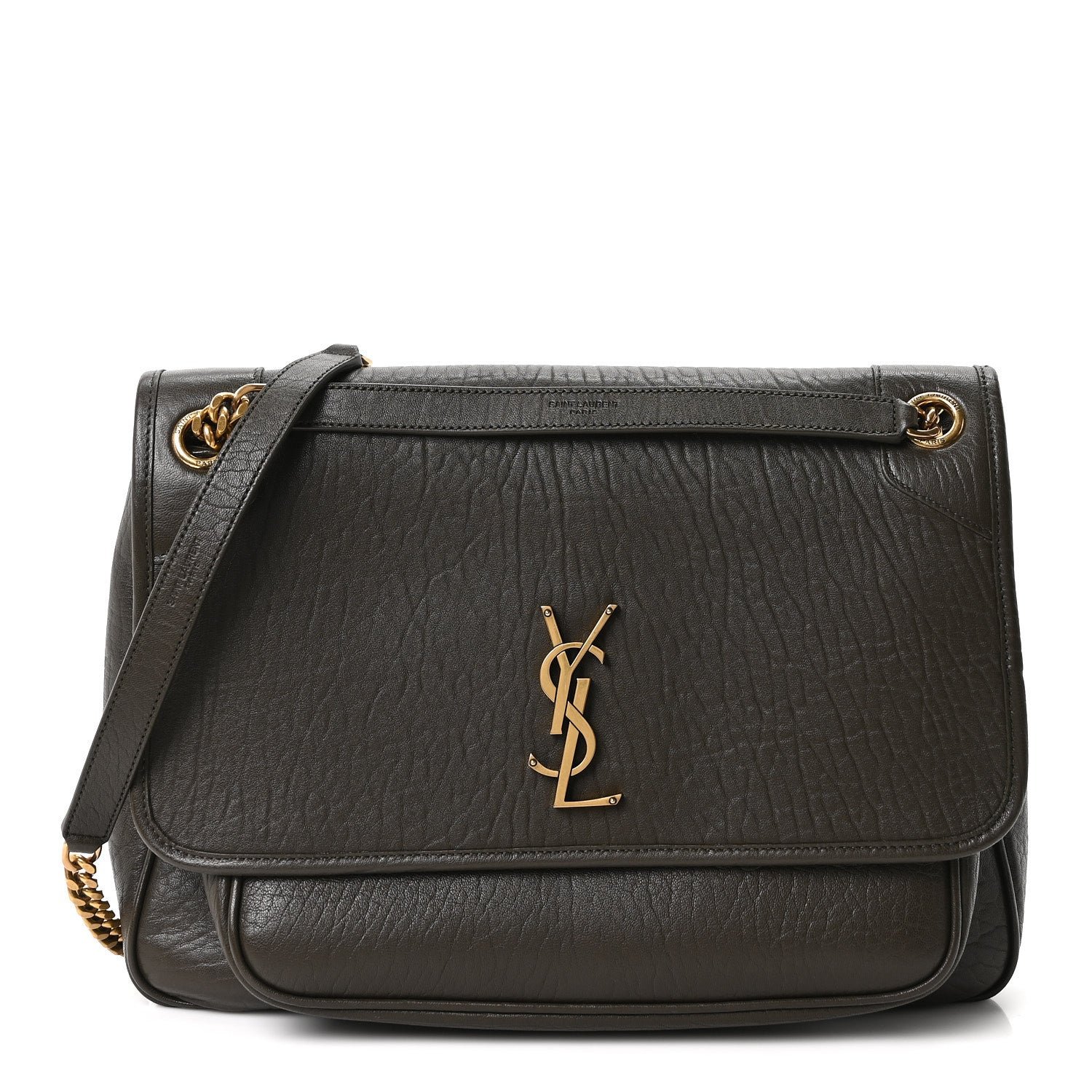 Saint Laurent Grained Lambskin Monogram Large Niki Chain Satchel Light Musk