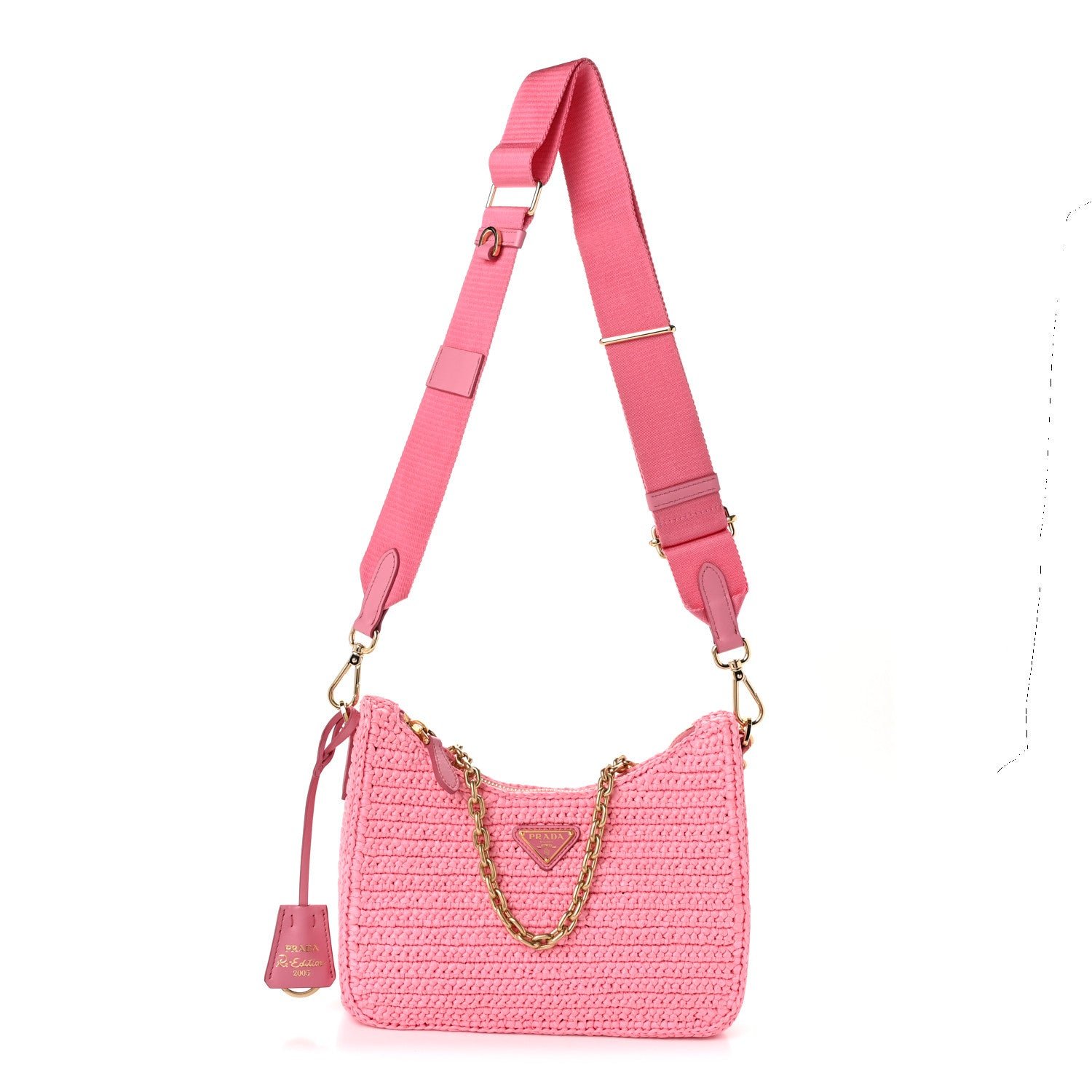 Prada Yarn Raffia Effect Crochet Re-Edition 2005 Shoulder Bag Petalo