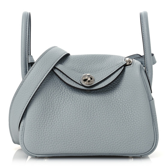 Hermes Taurillon Clemence Mini Lindy 20 Bleu Glacier