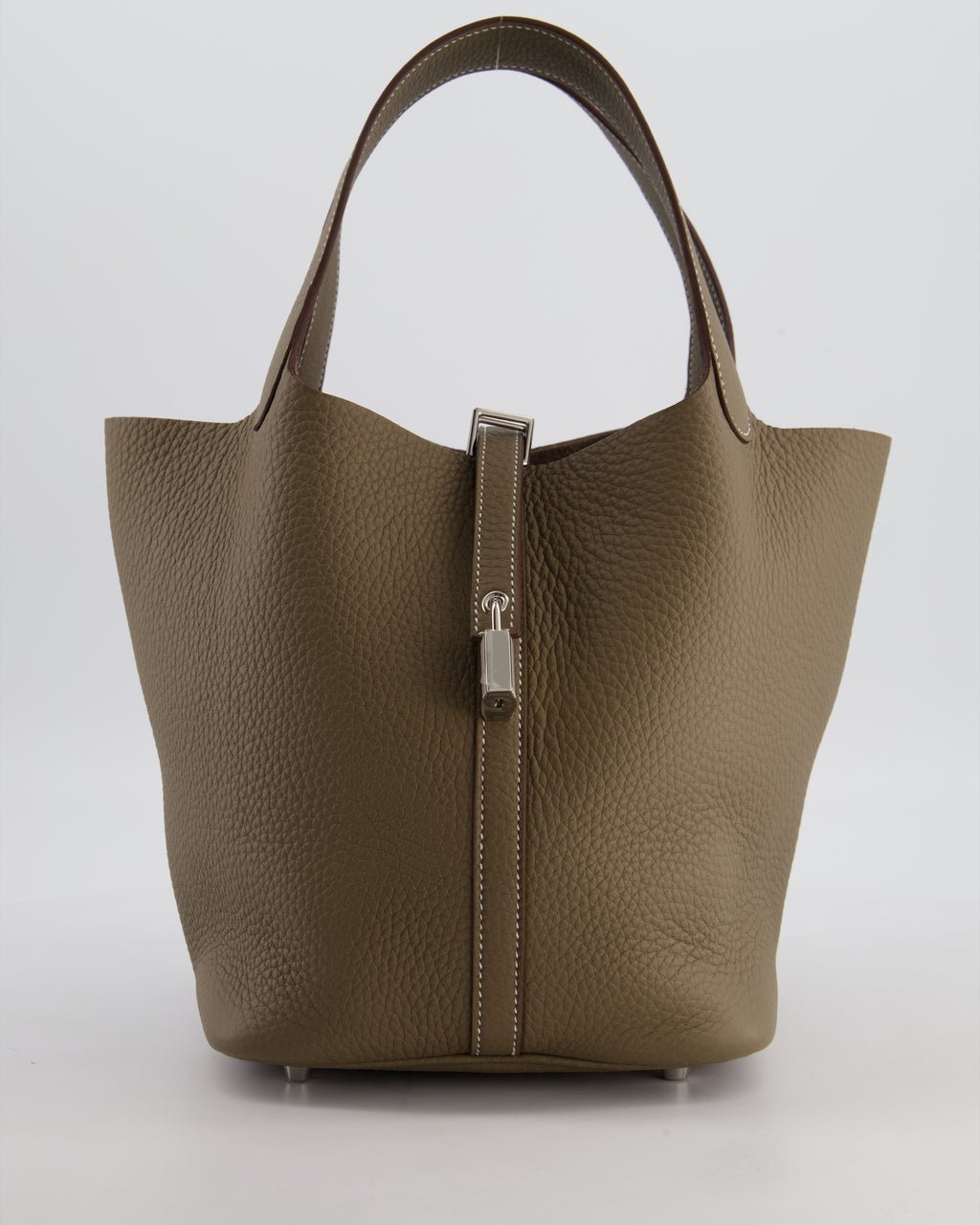 Hermès Picotin 22 Lock Bag in Etoupe Clemence Leather with Palladium Hardware
