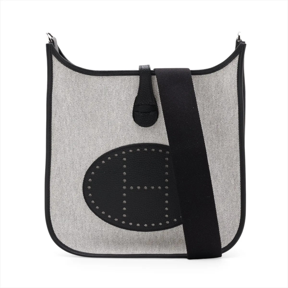 Hermès evelyn 3 29 PM Toile x Torillon Clemence ecru x black Silver Metal Fittin
