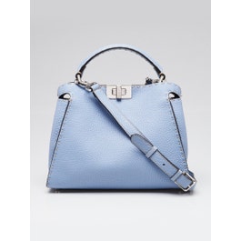 Fendi Fendi Light Blue Selleria Leather Peekaboo Bag 8BN302