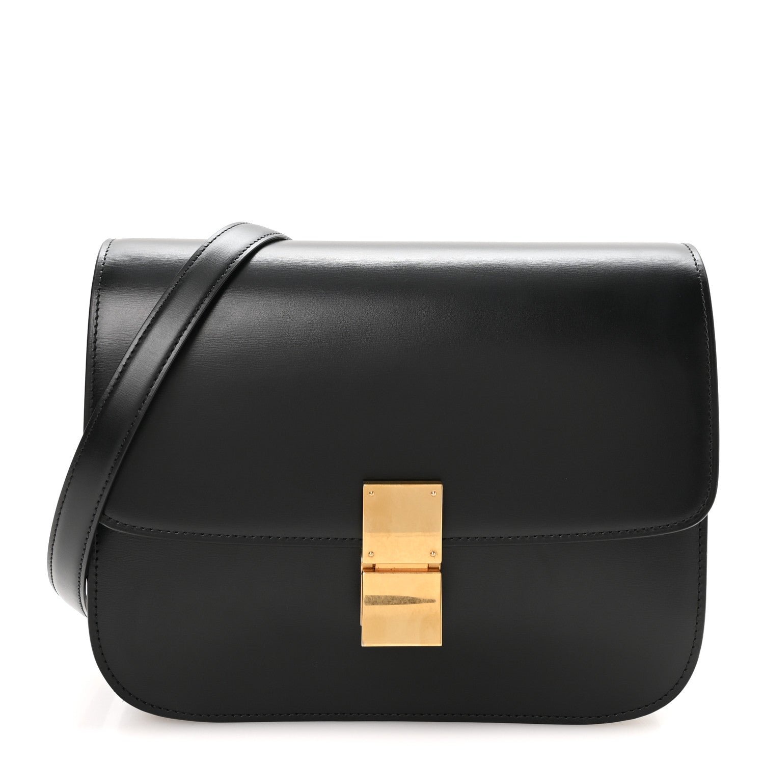 Celine Box Calfskin Medium Classic Box Flap Bag Black