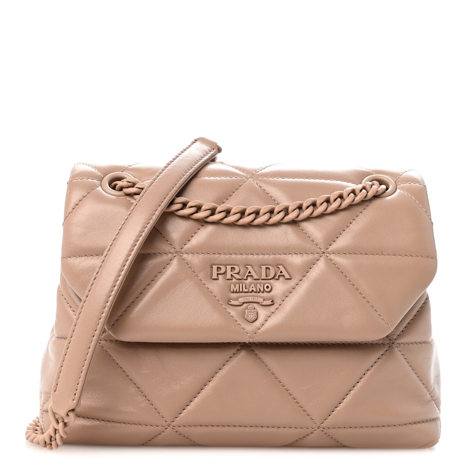 Prada Nappa Triangle Stitched Small Spectrum Bag Cipria
