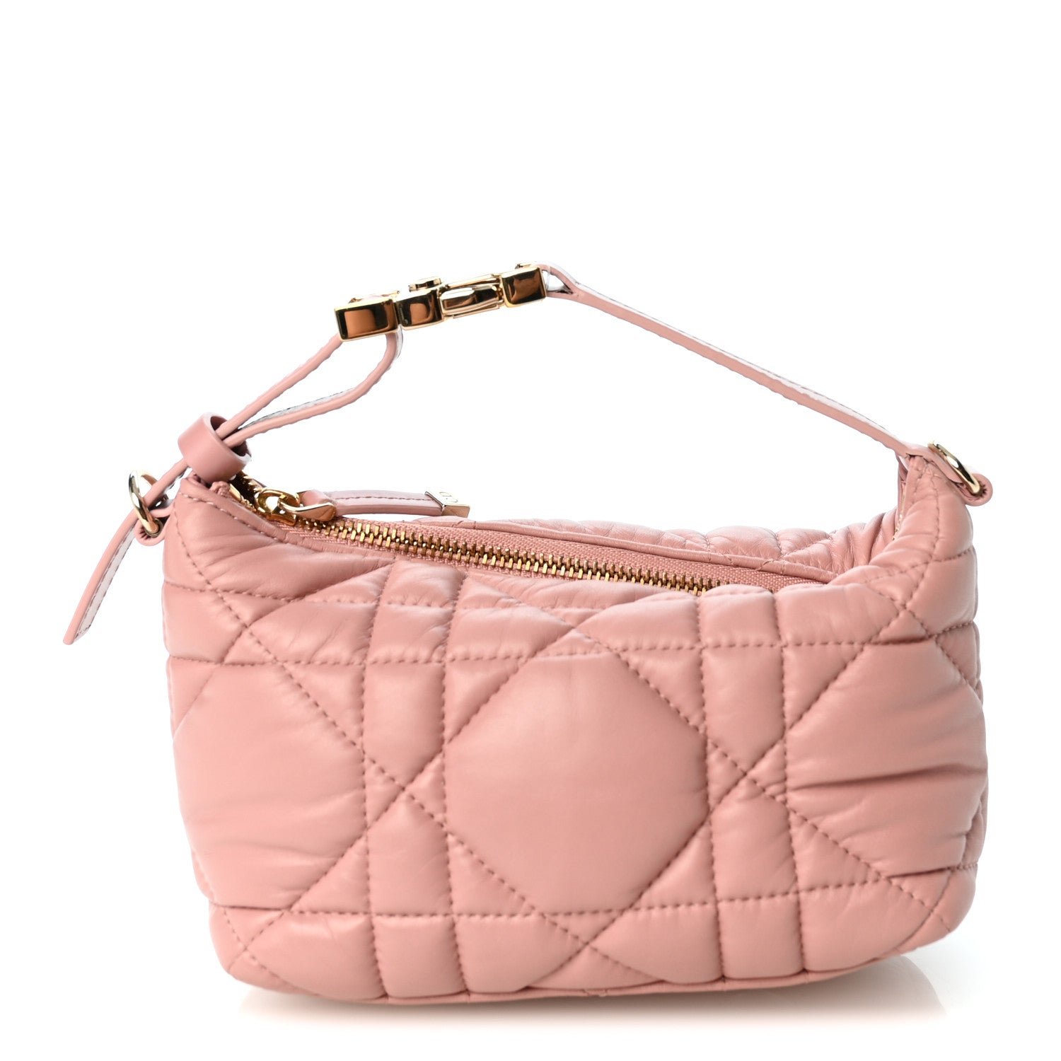 Dior Christian Dior Calfskin Macrocannage Small Diortravel Nomad Pouch Old Rose